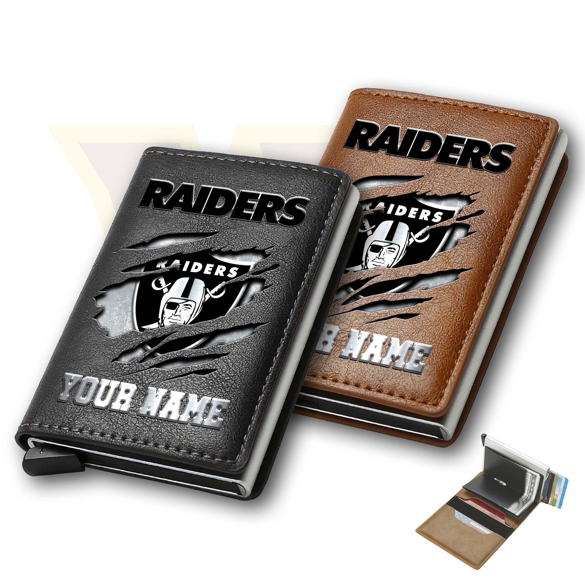 Las Vegas Raiders Men Wallet Custom Your Name, Football Team Men Wallet For Fans, Gifts For Football Lovers