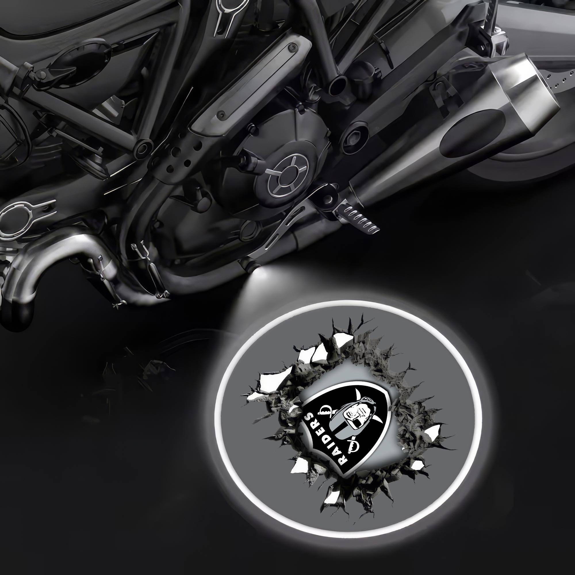 Las Vegas Raiders Motorcycle Projection Lamp Light, Gifts For Fan