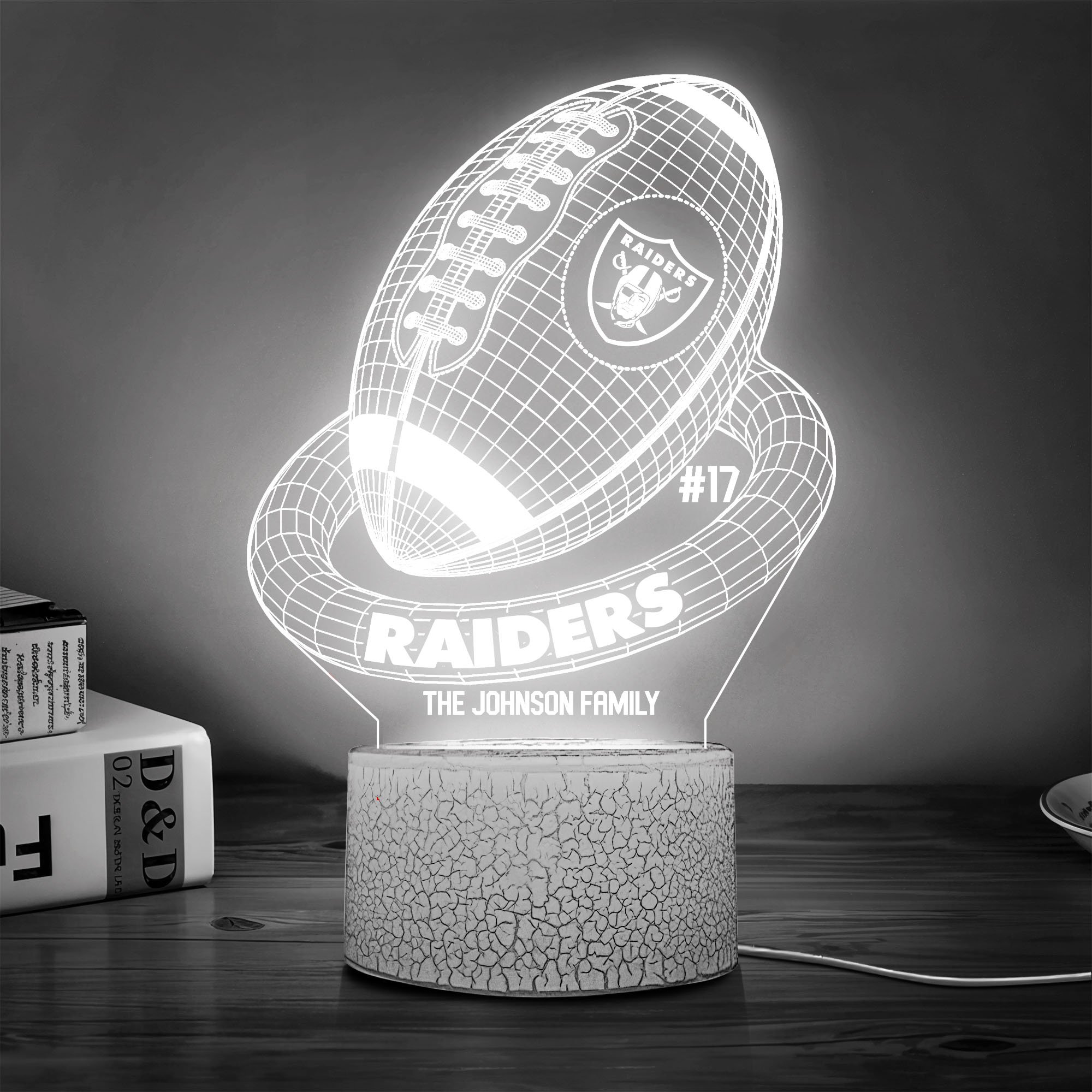Las Vegas Raiders Sport Team 3D Led Lamps Custom Family Name And Number, Sport Gifts, Sport Home Decor 