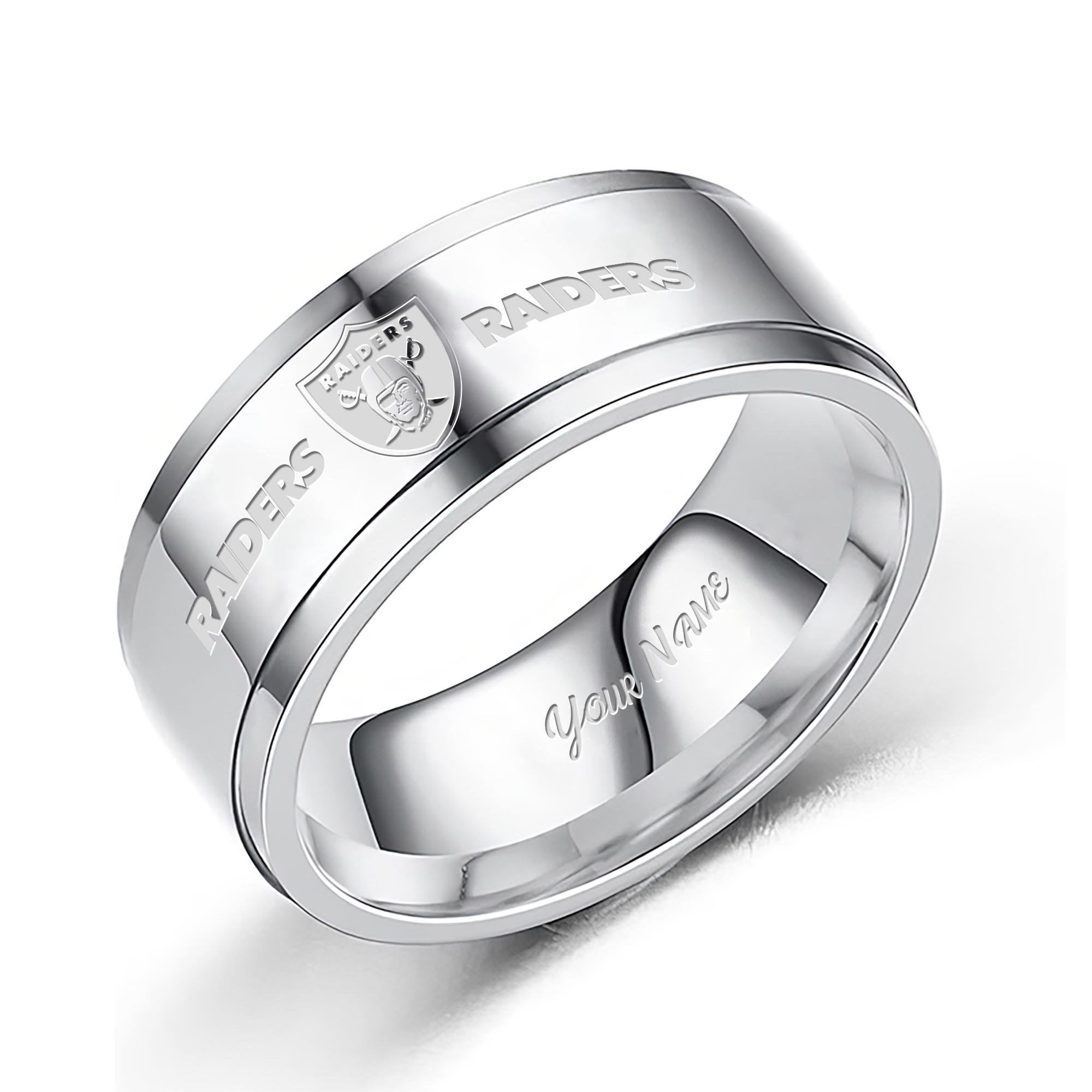 Las Vegas Raiders Stainless Steel Rings Comes With Box Custom Your Name 2025 Versions, Gifts For Fan