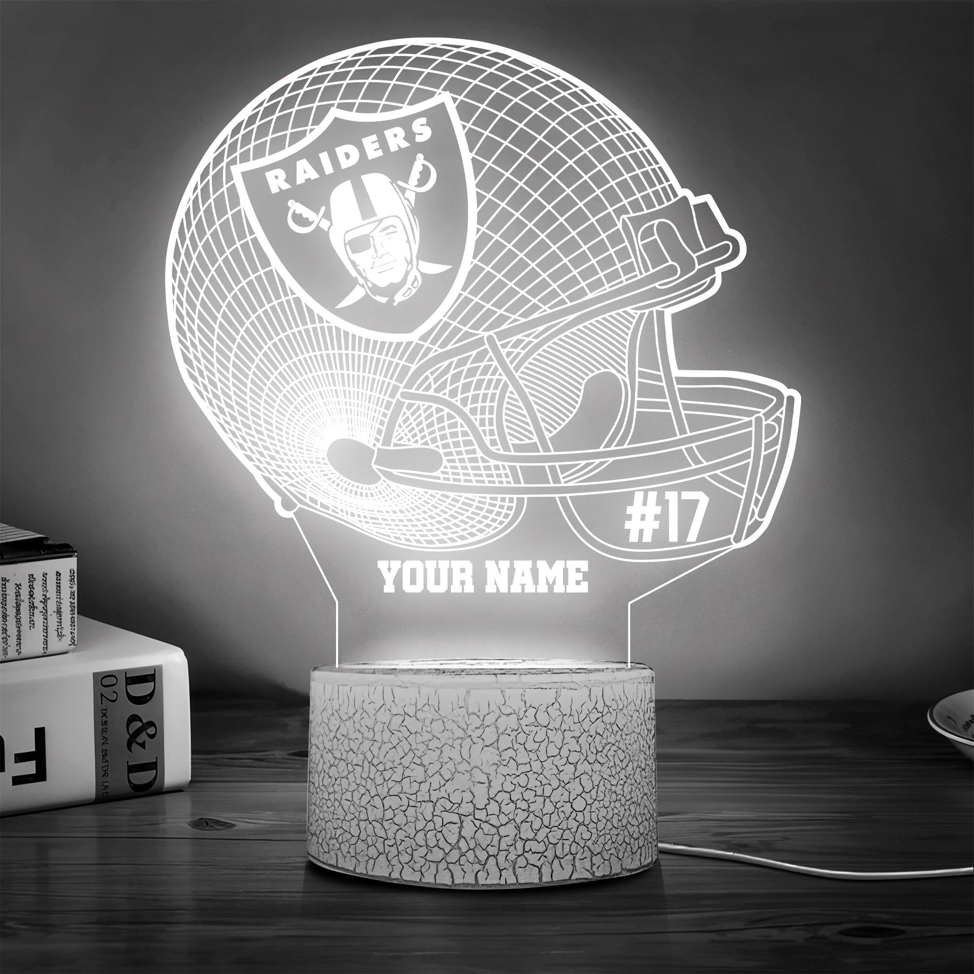 Las Vegas Raiders Team 3D Led Lamp Custom Name And Year, Sport Lamp, Home Decor 