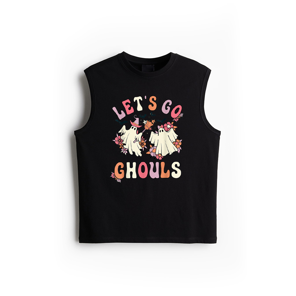 Let's Go Ghouls Halloween Funny Retro Vintage Groovy Ghost Tank Top