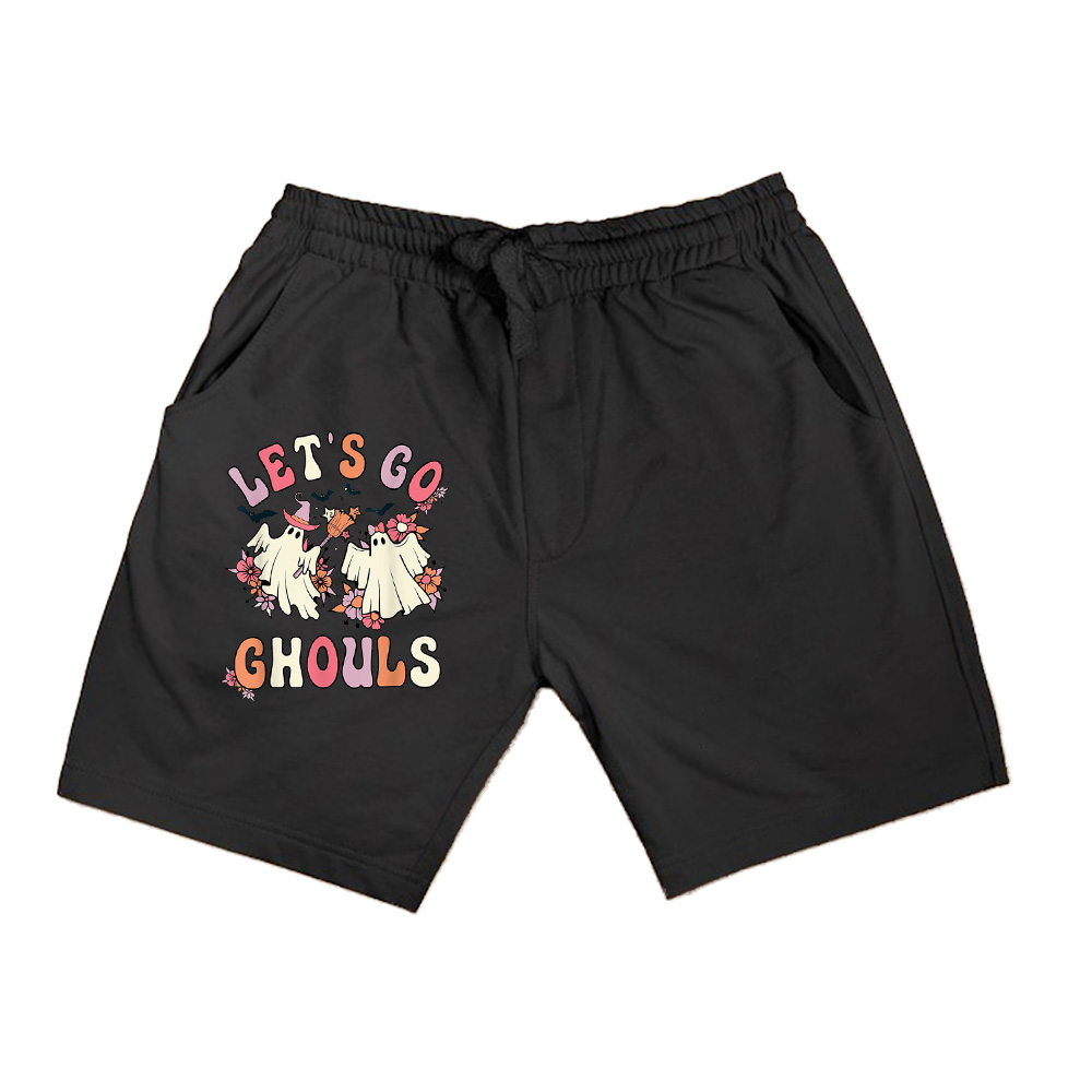 Let's Go Ghouls Halloween Funny Retro Vintage Groovy Ghost Shorts