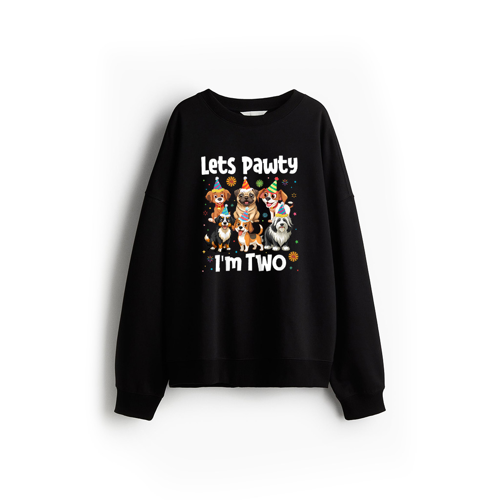 Let's Pawty I'm Two Puppy Dog Lover 2Nd Birthday Party Kids Sweatshirt