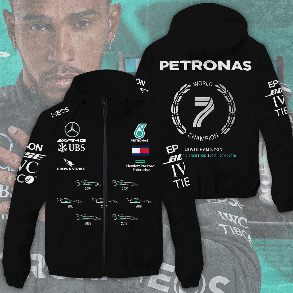 Lewis Hamilton X Mercedes AMG Petronas F1 Racing F1 Style Windbreaker Jacket For Fans