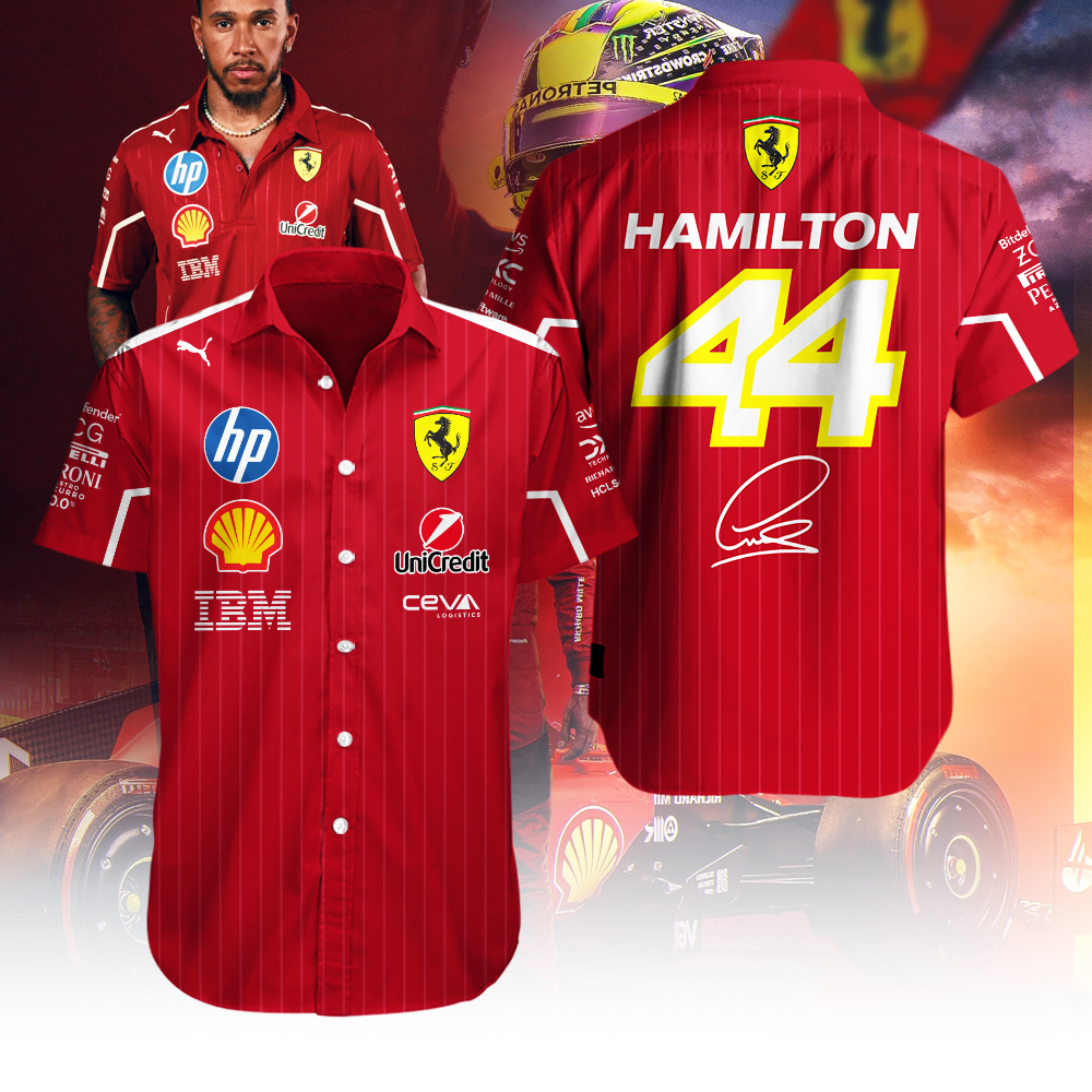 Lewis Hamilton X Scuderia Ferrari F1 Racing Hawaiian Shirt Gifts For Fans
