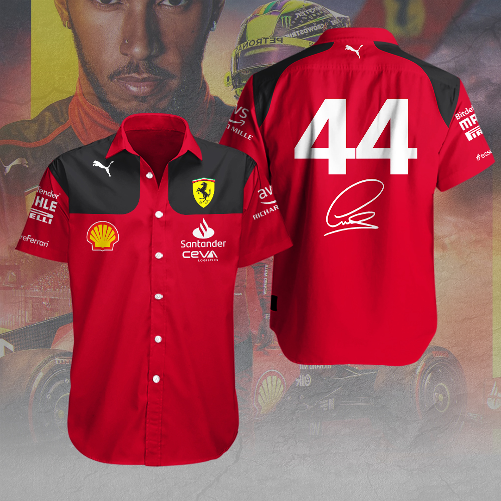 Lewis Hamilton X Scuderia Ferrari F1 Racing Hawaiian Shirt Gifts For Fans