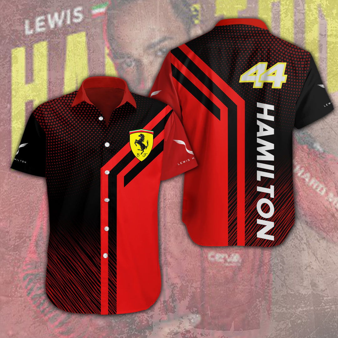 Lewis Hamilton X Scuderia Ferrari F1 Racing Hawaiian Shirt Gifts For Fans