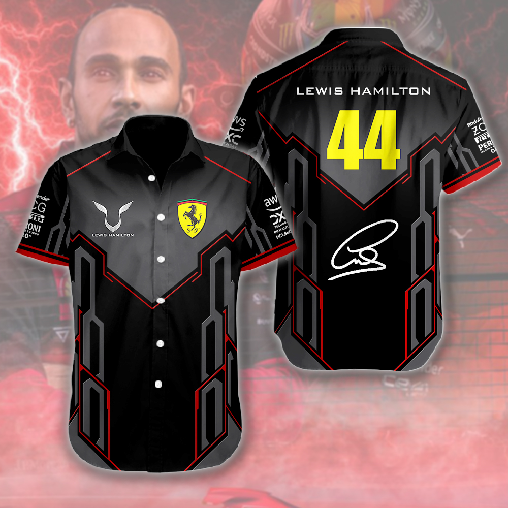 Lewis Hamilton X Scuderia Ferrari F1 Racing Hawaiian Shirt Gifts For Fans