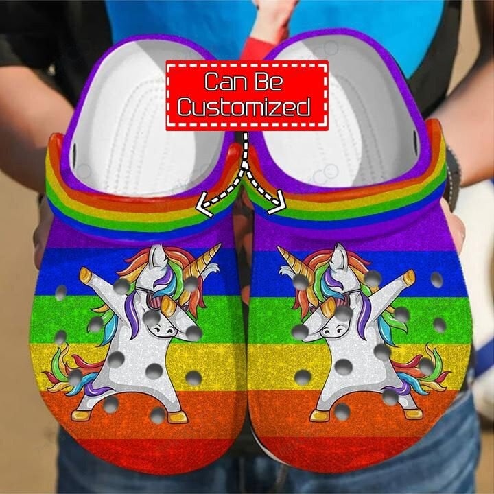 LGBT Unicorn Rainbow Personalized Name Clog 076