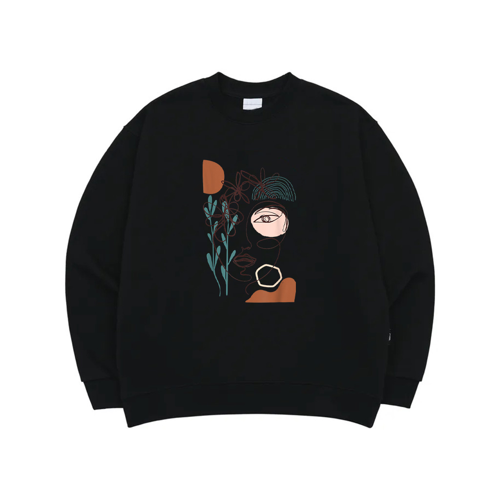 Line Art Face Woman Abstract Minimalistic Aesthetic Sweatshirt