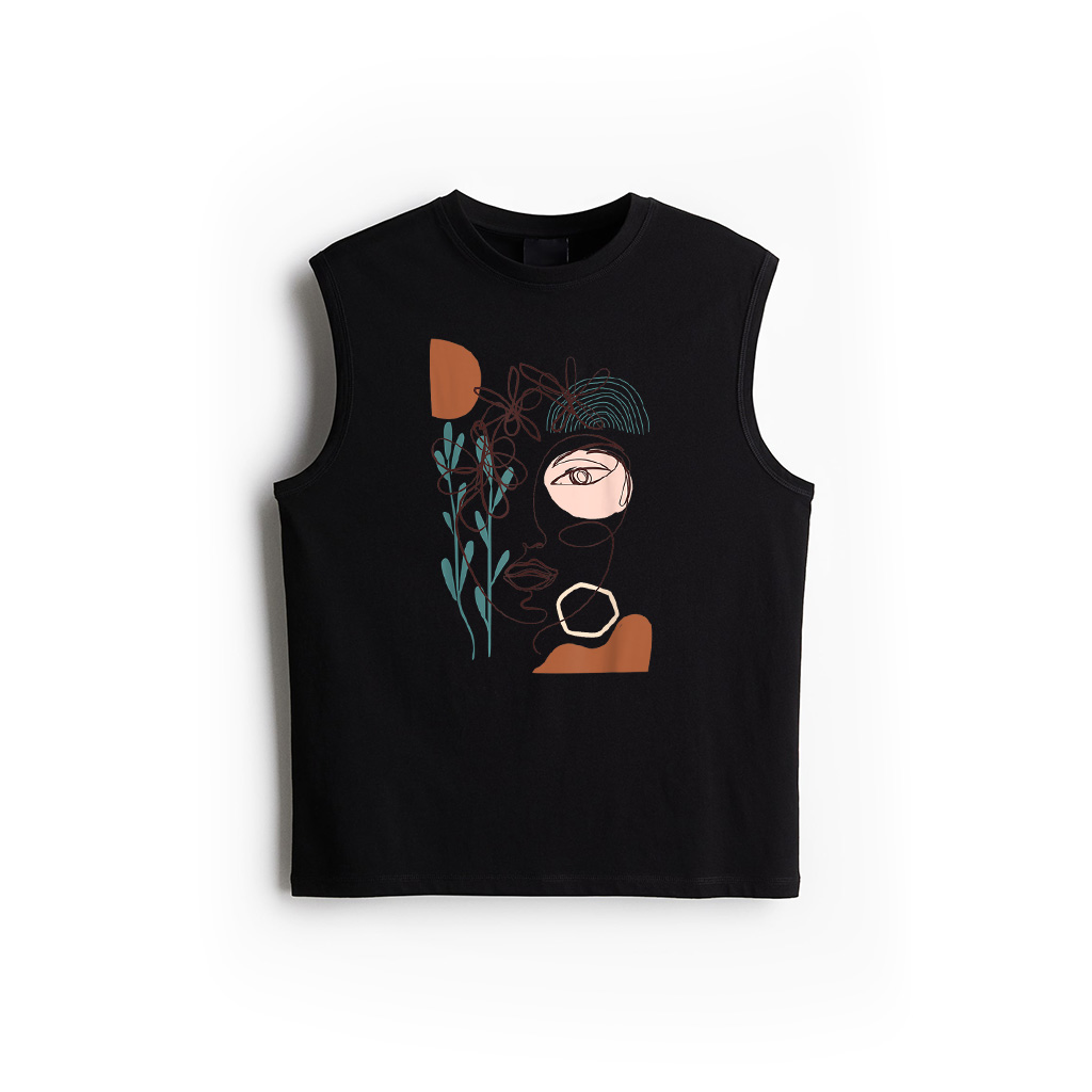 Line Art Face Woman Abstract Minimalistic Aesthetic Tank Top
