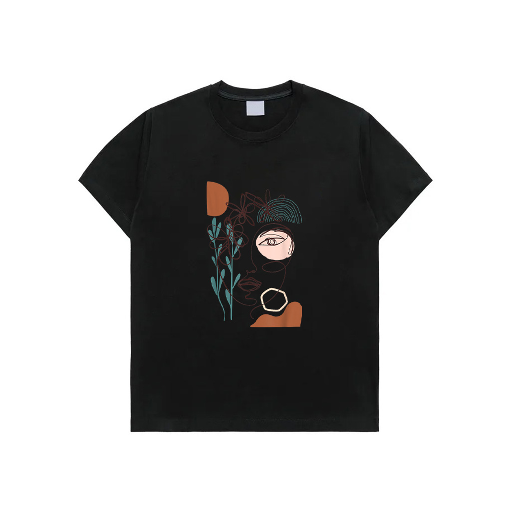 Line Art Face Woman Abstract Minimalistic Aesthetic T-Shirt