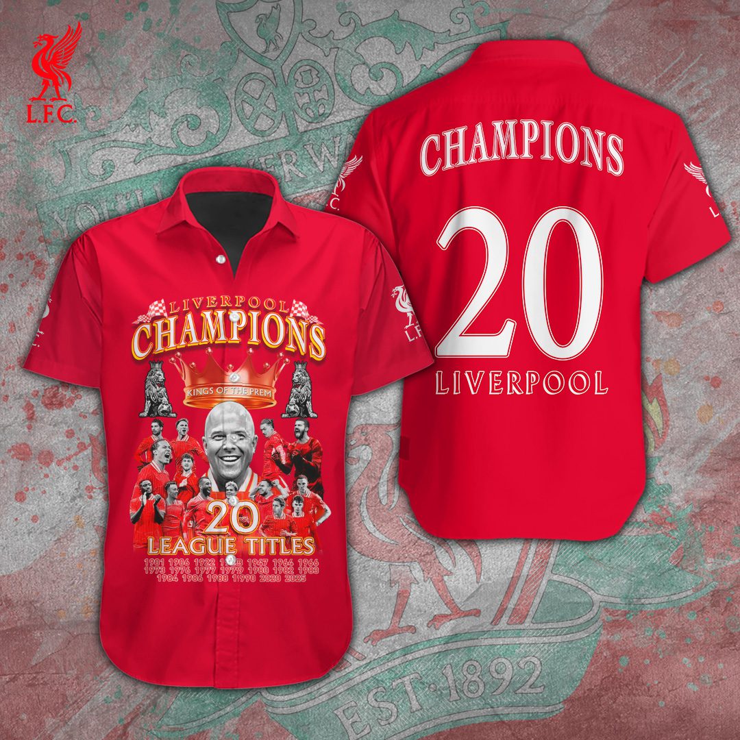 Liverpool FC Champion 2024 25 Premier League Short Sleeve Dress Shirt GCL1181