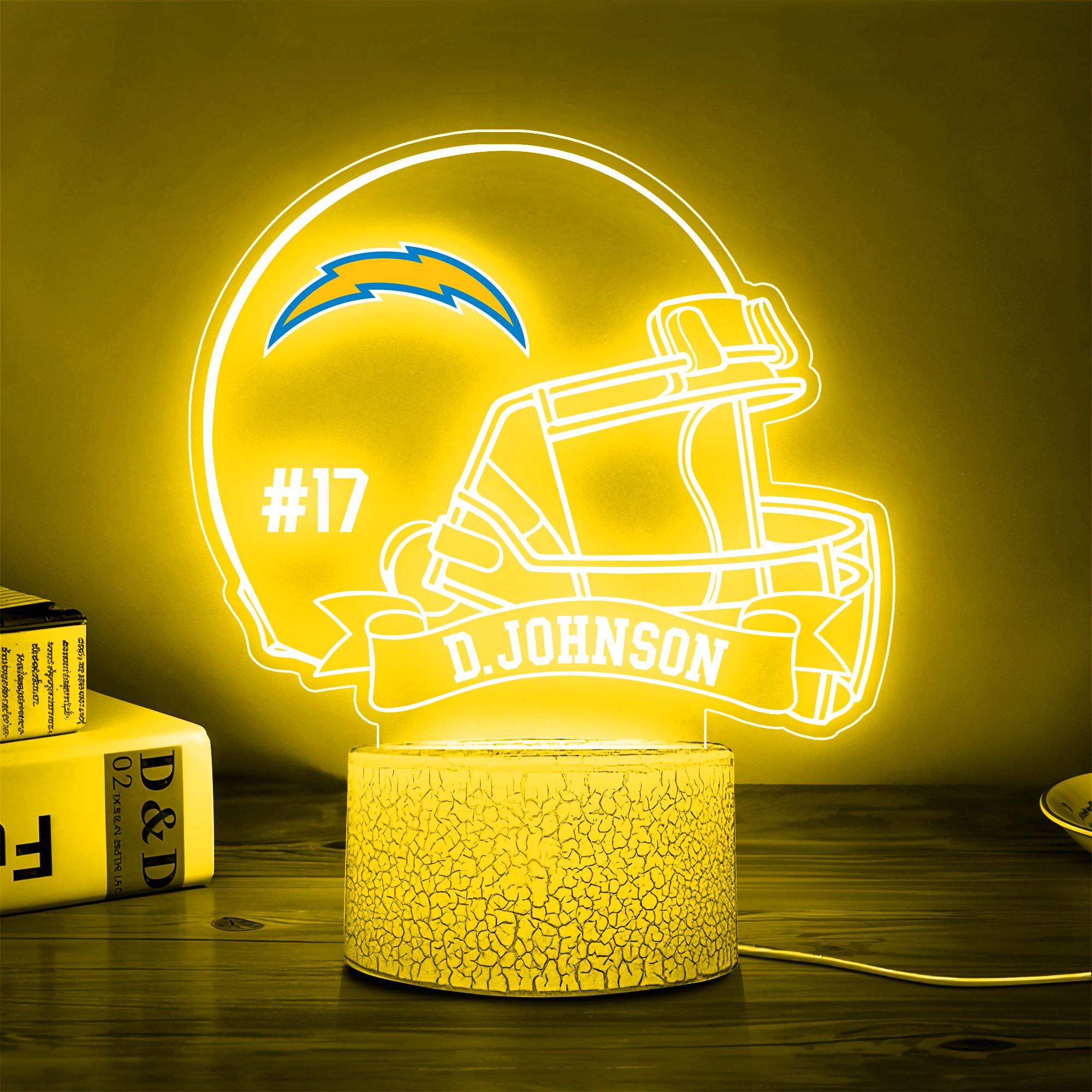 Los Angeles Chargers 3D Led Lamp Custom Name And Number, Sport Lamp, Home Decor 
