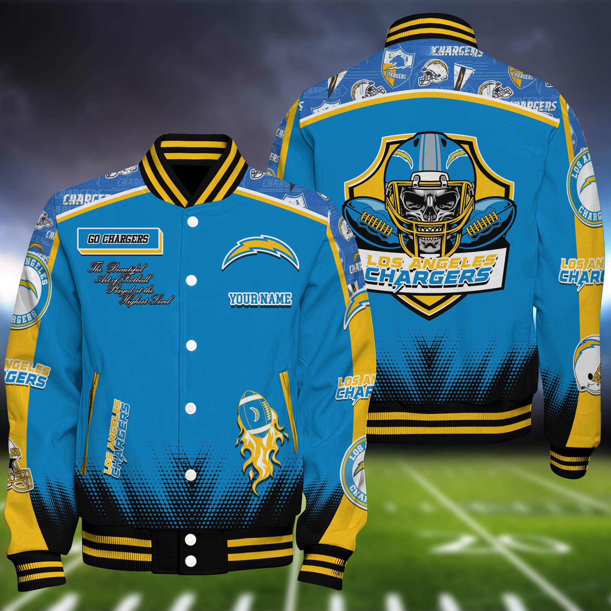 Los Angeles Chargers Baseball Jacket Personalized Your Name, Jackets For Sport Fans 