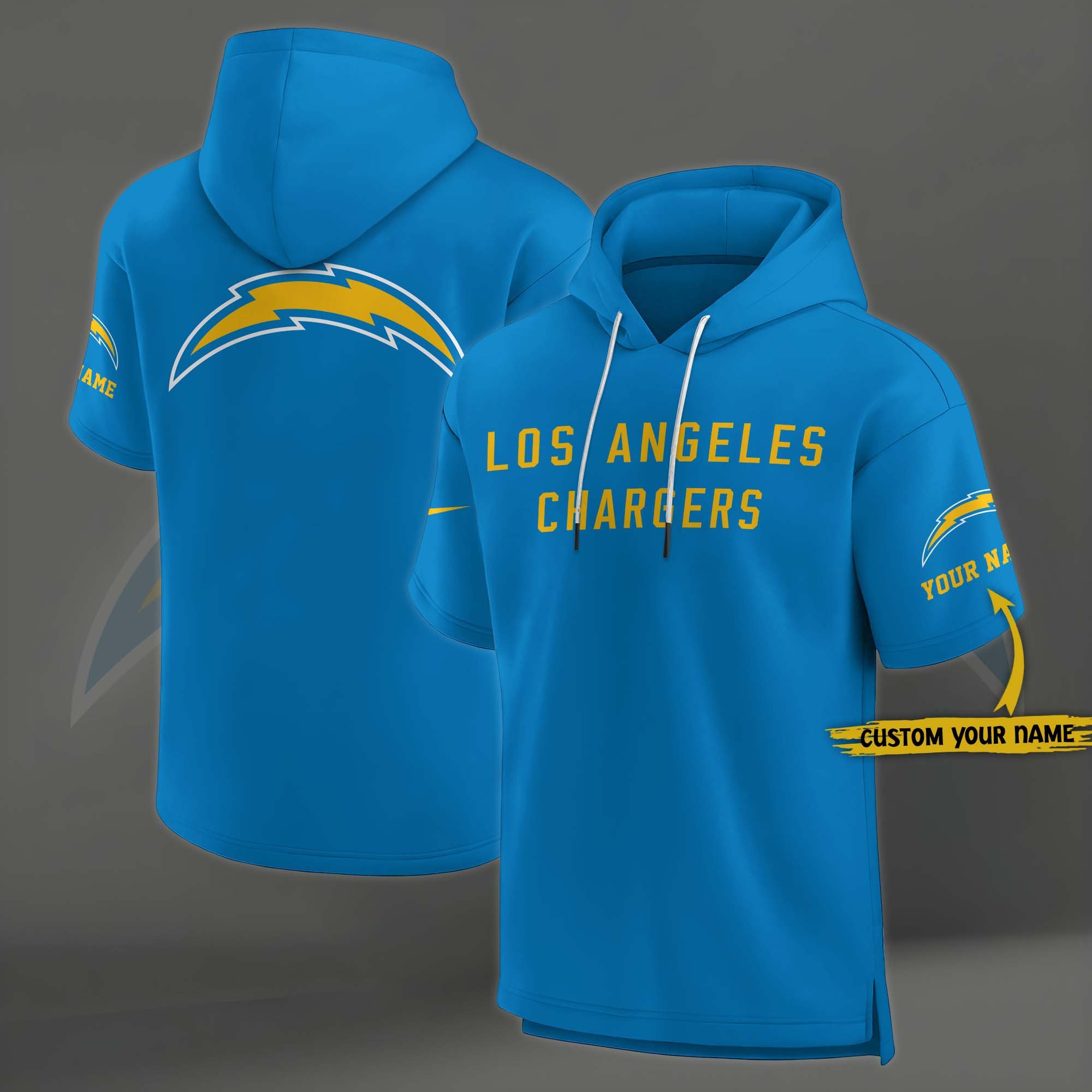 Los Angeles Chargers Elements Future Ground Lettering Short Sleeve Pullover Hoodie Custom Name, Gifts For Football Lovers EHIVM 03121220