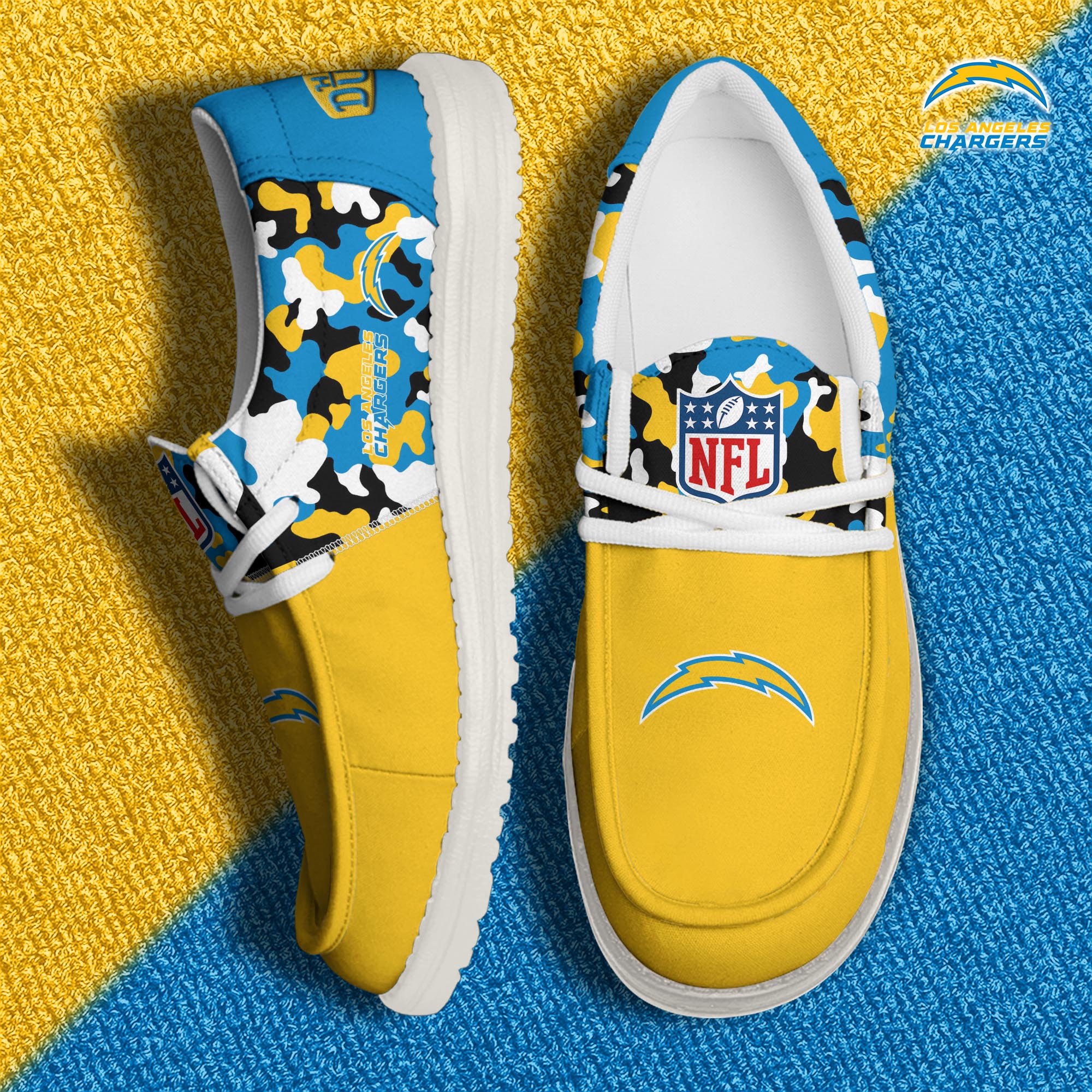 Los Angeles Chargers Football Hey Dude Canvas Loafer Shoes Custom Your Name, Sport Shoes For Fan, Fan Gifts