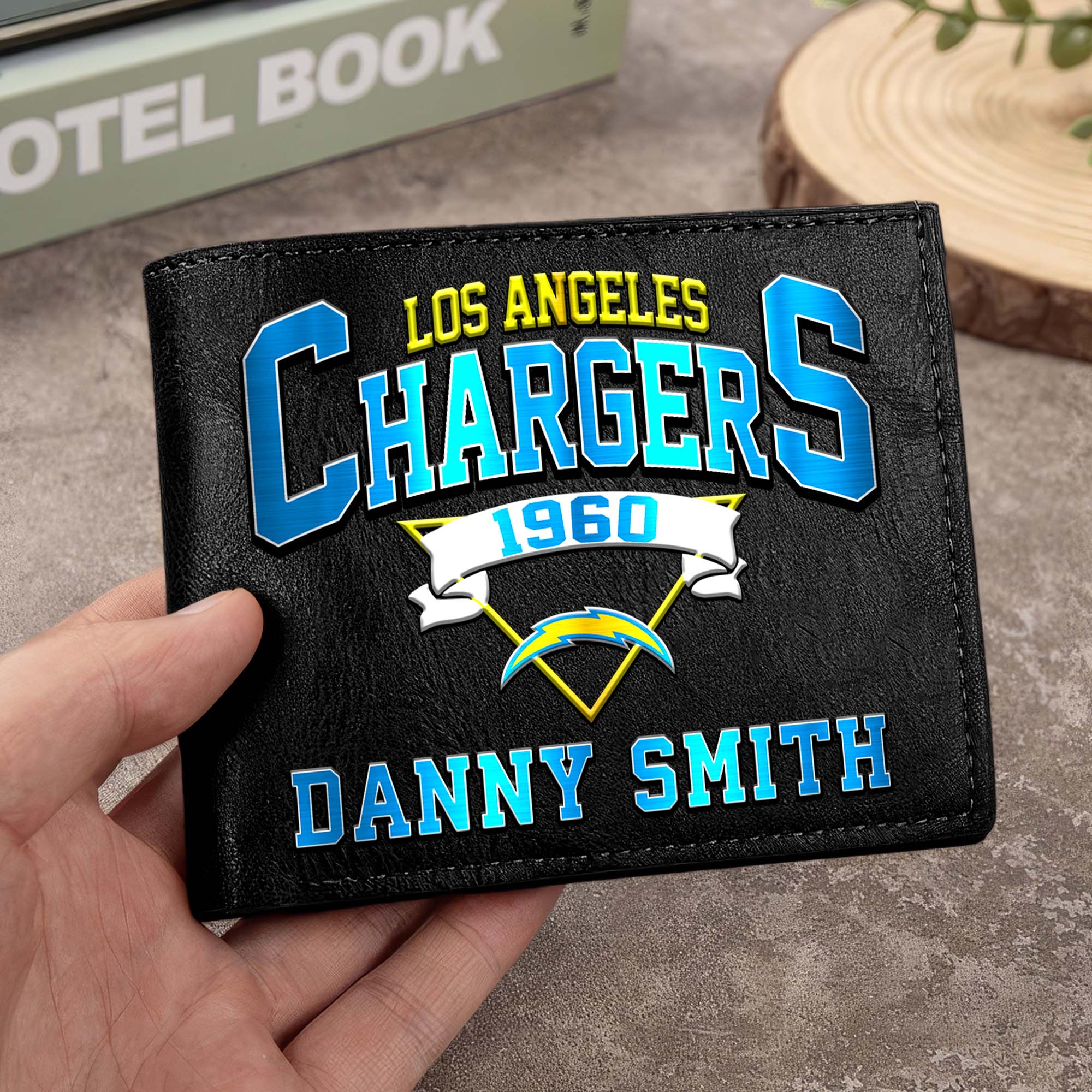 Los Angeles Chargers Men Wallet Custom Your Name, Football Team Men Wallet For Fans, Gifts For Football Lovers