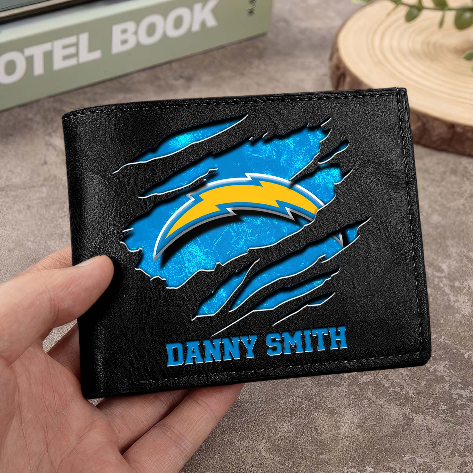 Los Angeles Chargers Men Wallet Custom Your Name, Football Team Men Wallet For Fans, Gifts For Football Lovers