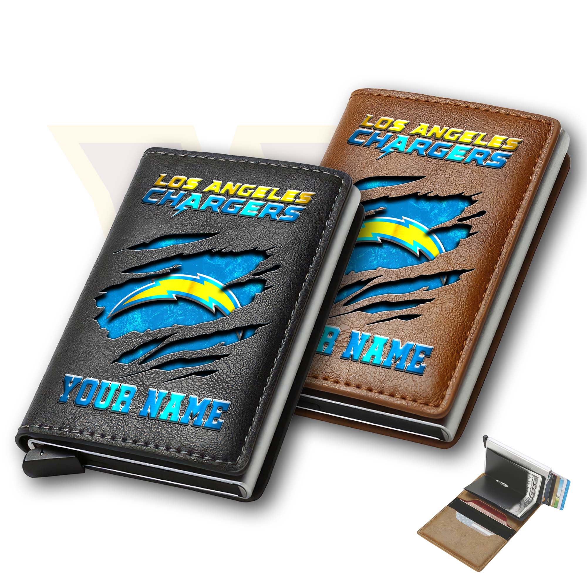 Los Angeles Chargers Men Wallet Custom Your Name, Football Team Men Wallet For Fans, Gifts For Football Lovers