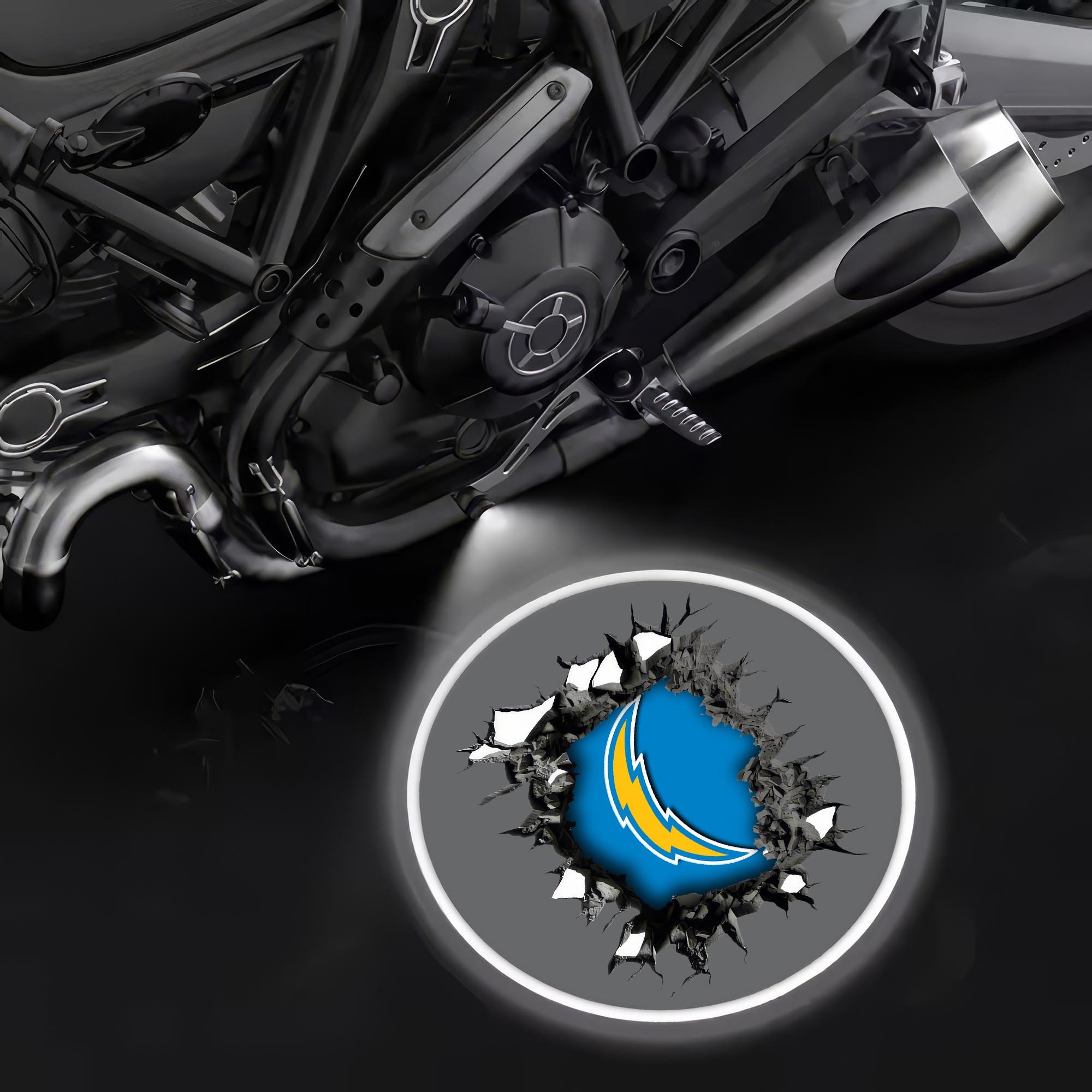 Los Angeles Chargers Motorcycle Projection Lamp Light, Gifts For Fan