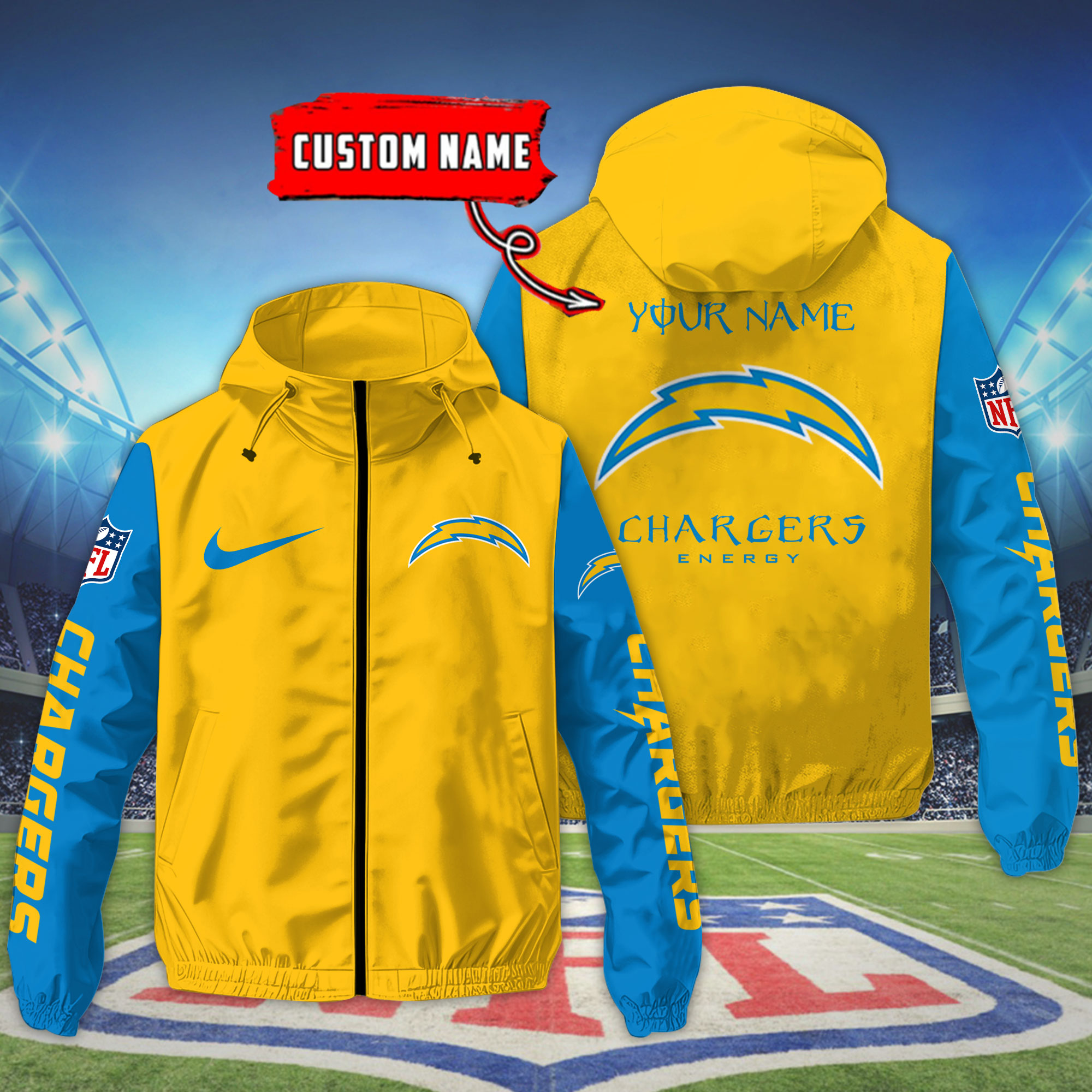 Los Angeles Chargers NFL Personalized Style Windbreaker Jacket For Fans