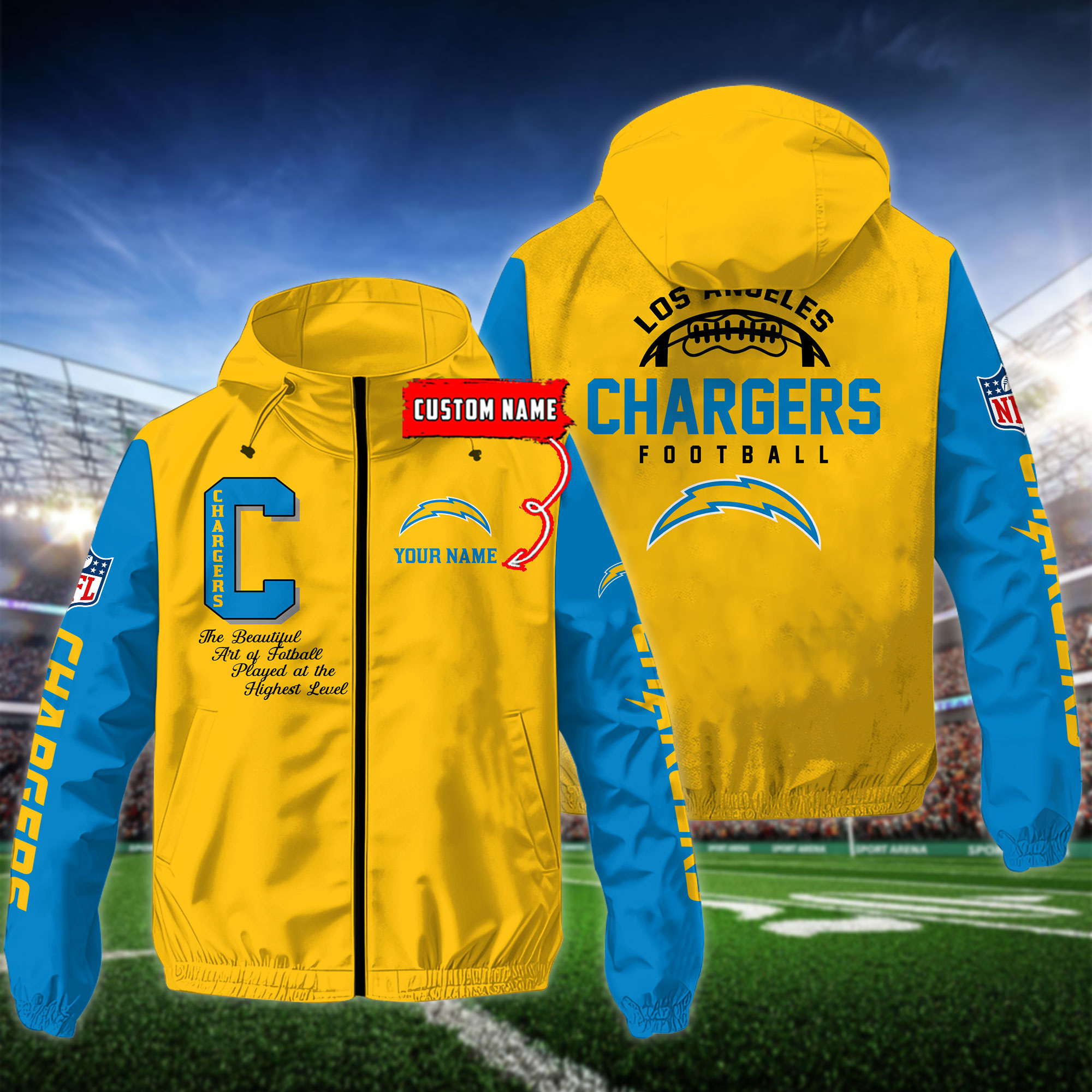 Los Angeles Chargers NFL Personalized Style Windbreaker Jacket For Fans