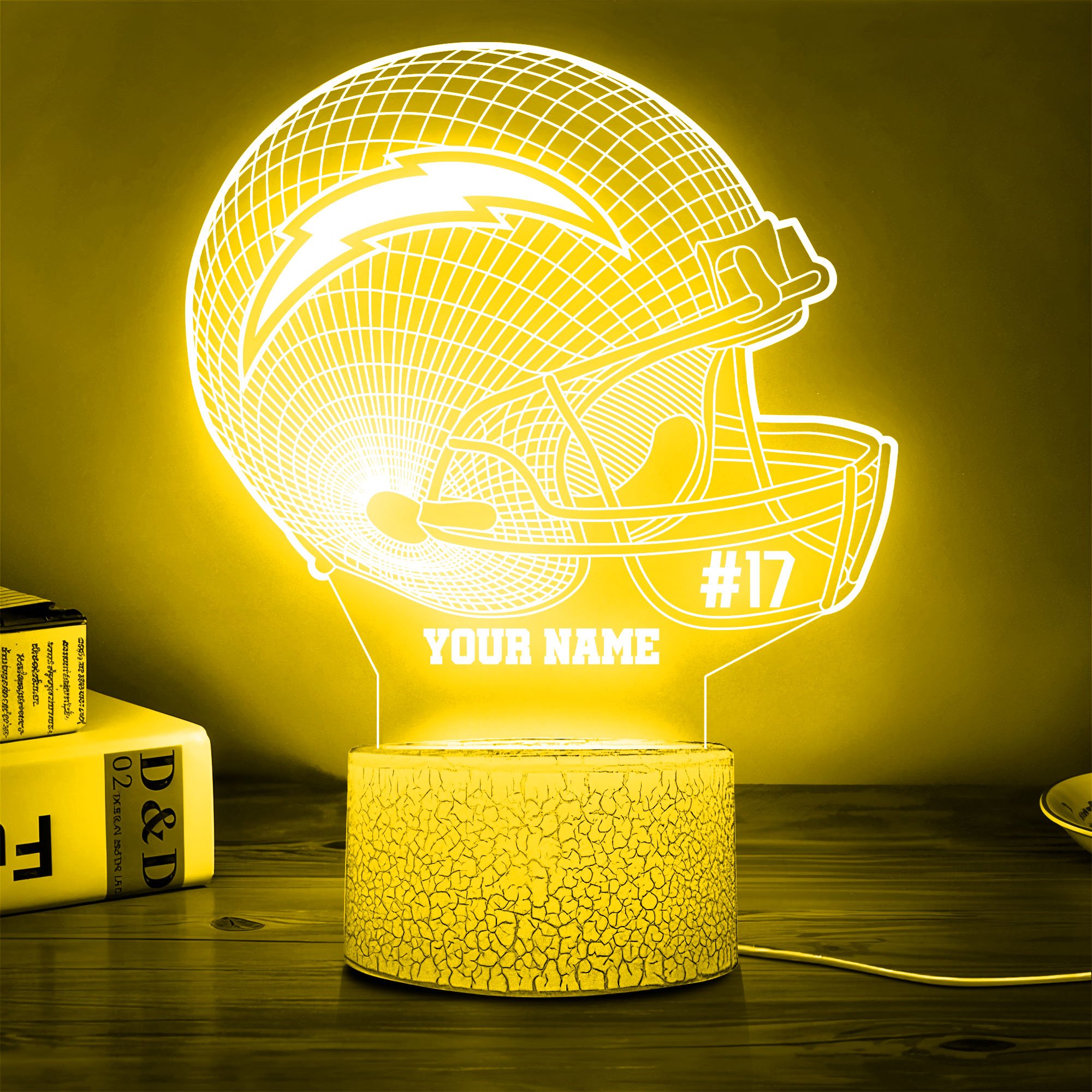 Los Angeles Chargers Team 3D Led Lamp Custom Name And Year, Sport Lamp, Home Decor 