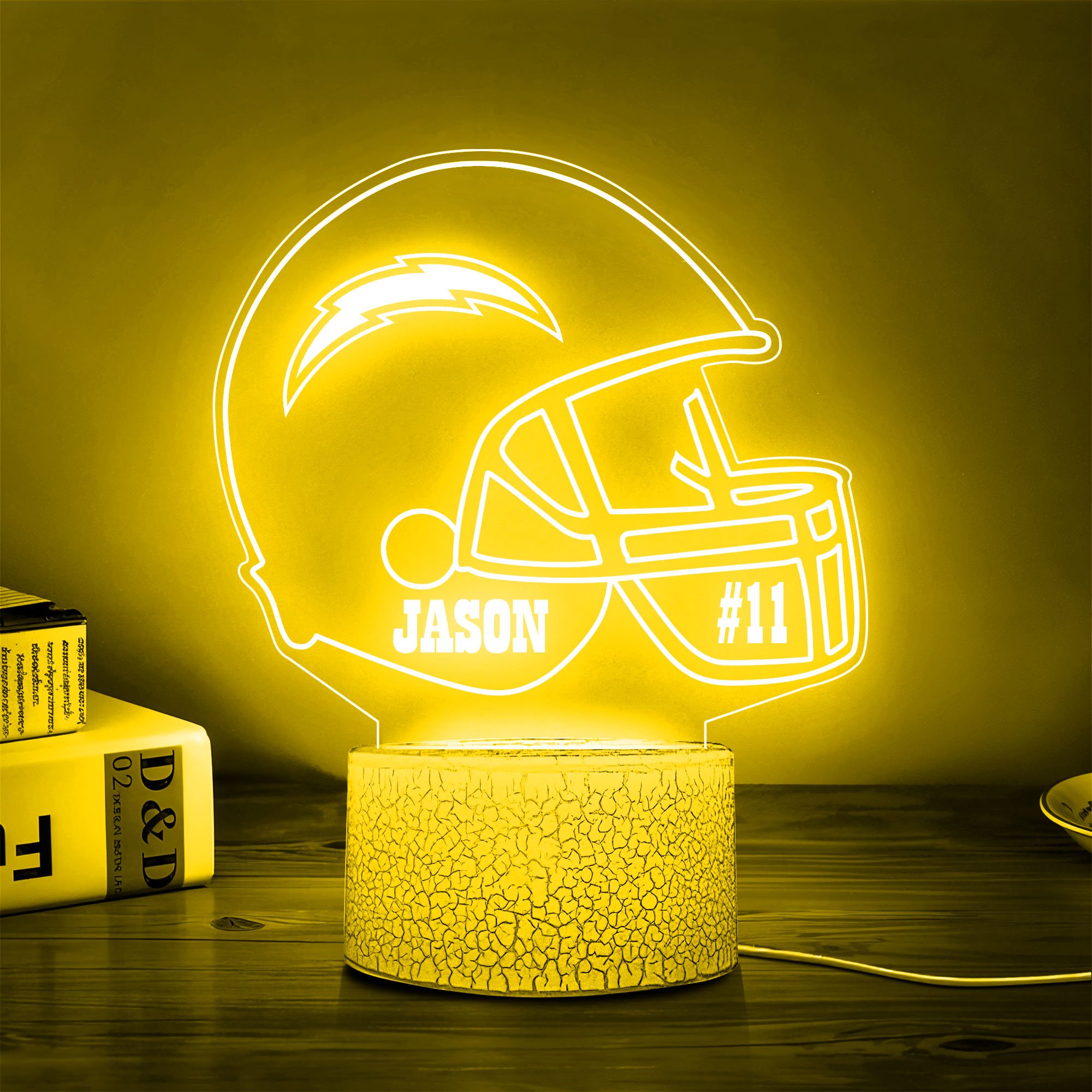Los Angeles Chargers Team 3D Led Lamp Custom Number And Name, Led Lamp For Sport Fans 
