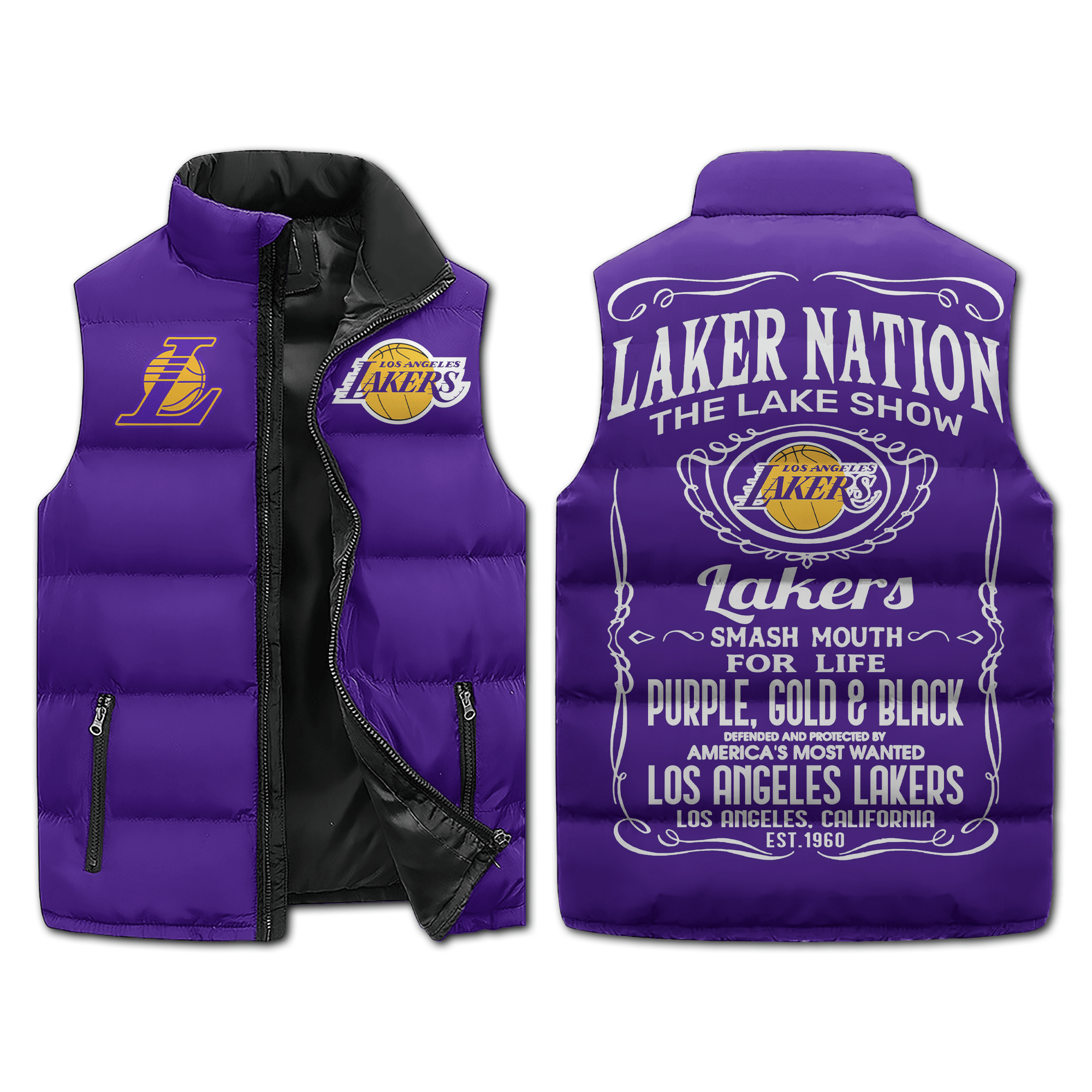 Los Angeles Lakers NBA Sleeveless Puffer Jacket