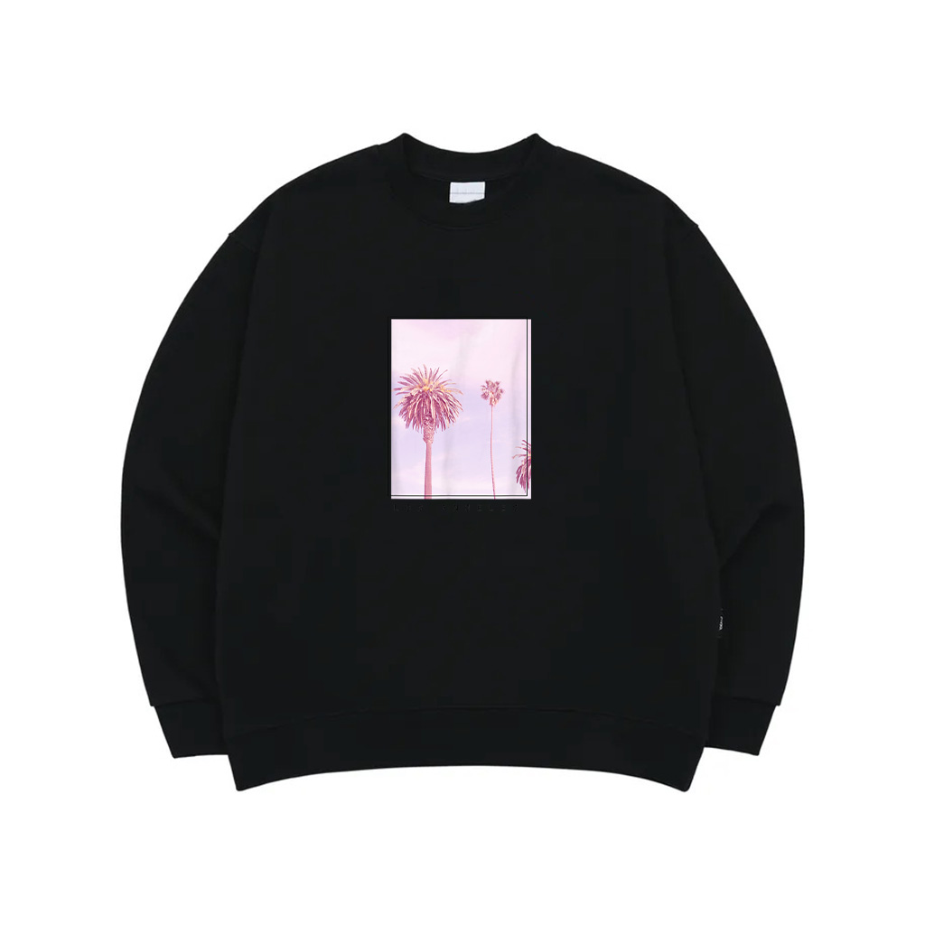 Los Angeles Palm Trees In 1950S Pink Graphics Letter Print Sweatshirt