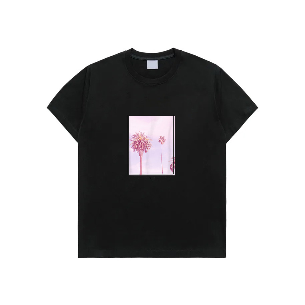 Los Angeles Palm Trees In 1950S Pink Graphics Letter Print T-Shirt