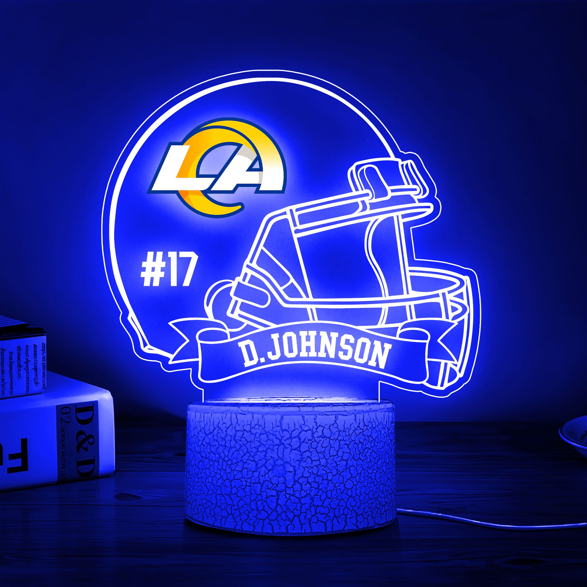 Los Angeles Rams 3D Led Lamp Custom Name And Number, Sport Lamp, Home Decor 