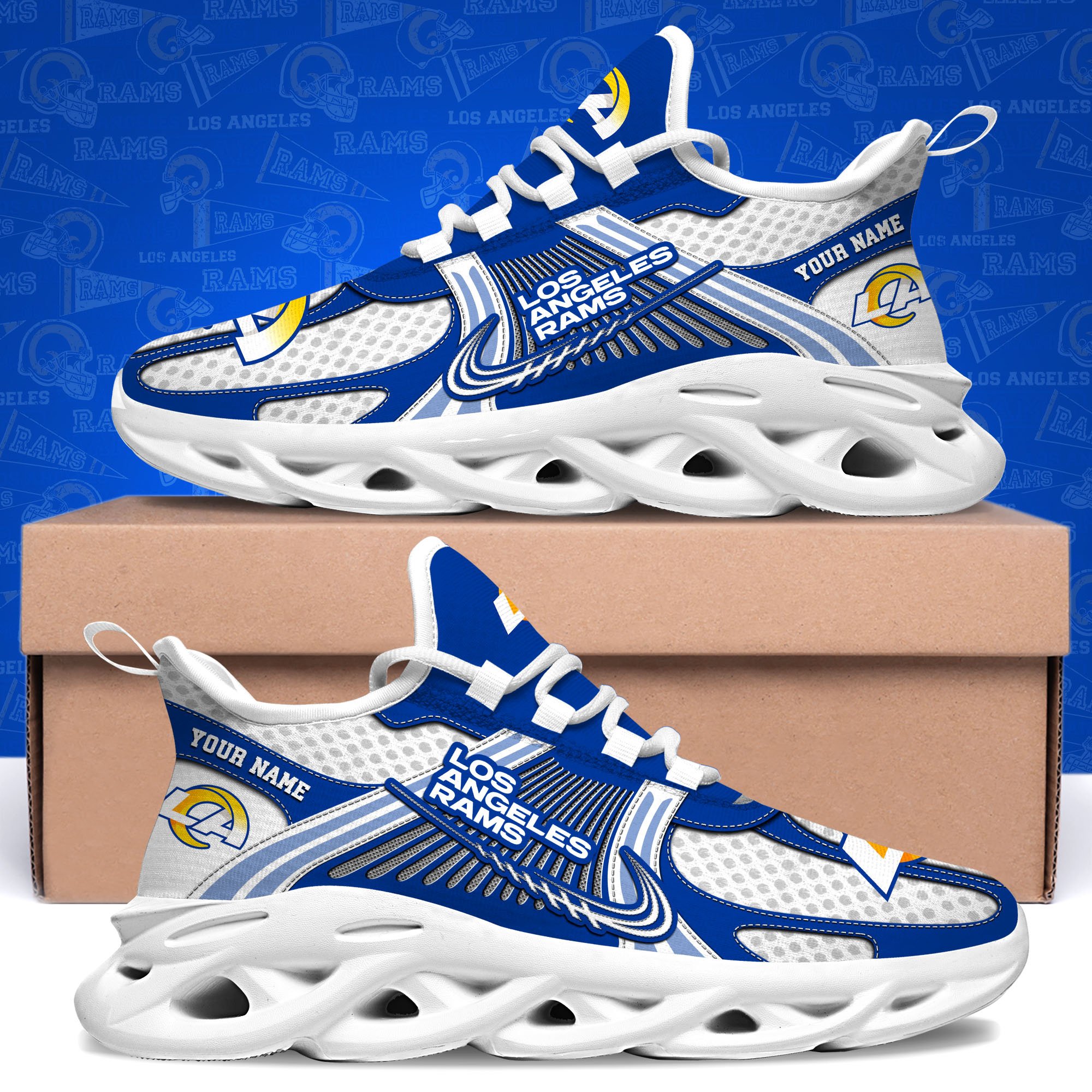 Los Angeles Rams Clunky Sneakers Custom Your Name, Sport Sneakers For Fans, Gifts For Sport Lovers, Gift For Dad
