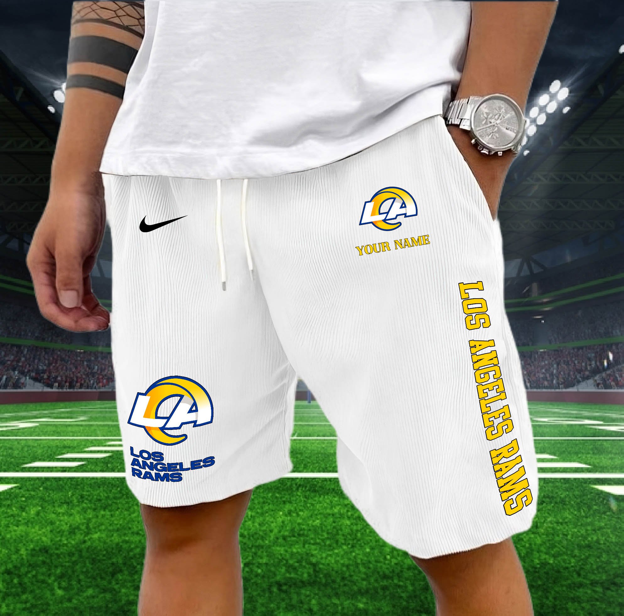 Los Angeles Rams Corduroy Shorts Custom You Name, Sport Corduroy Shorts, Gifts For Fan