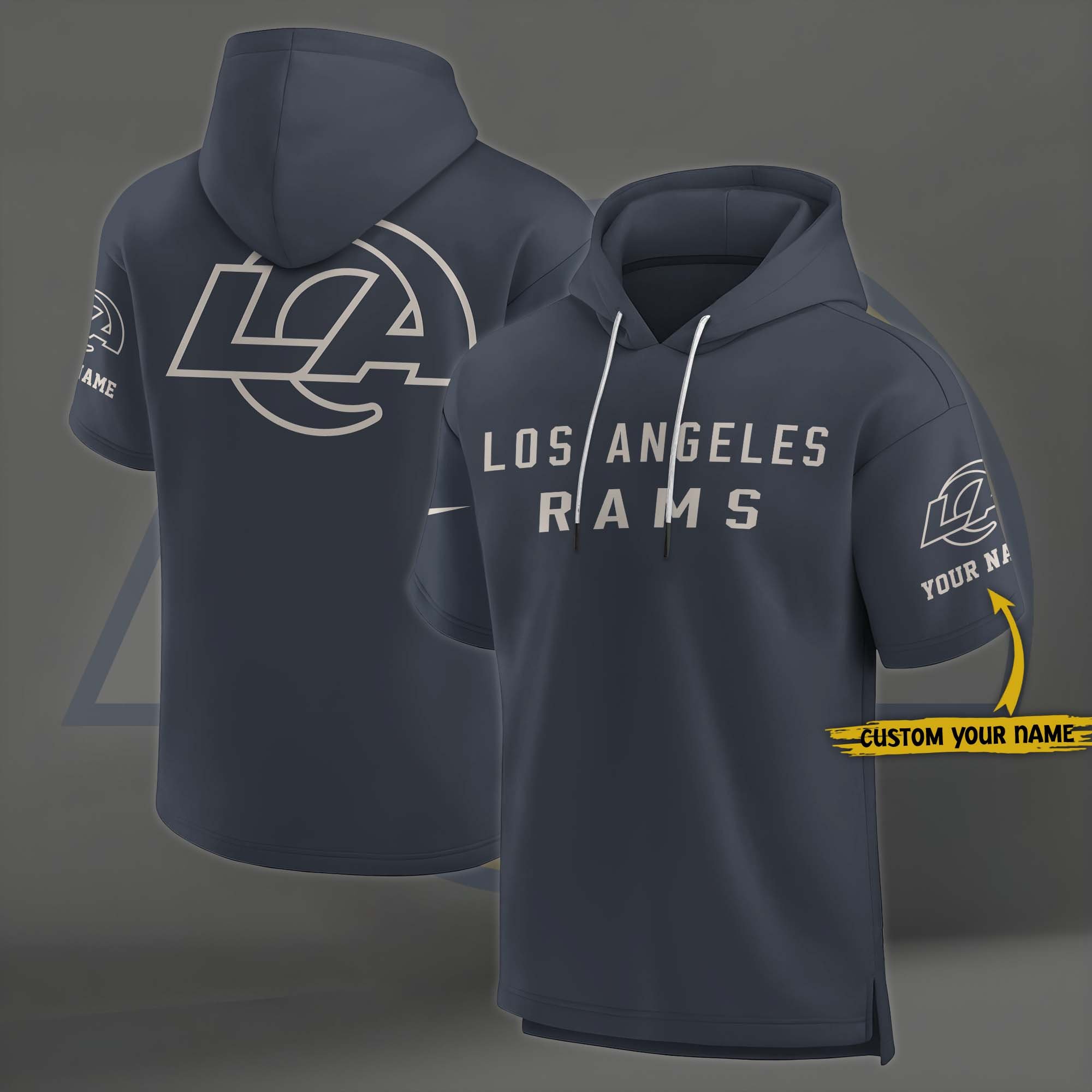 Los Angeles Rams Elements Future Ground Lettering Short Sleeve Pullover Hoodie Custom Name, Gifts For Football Lovers EHIVM 03051158