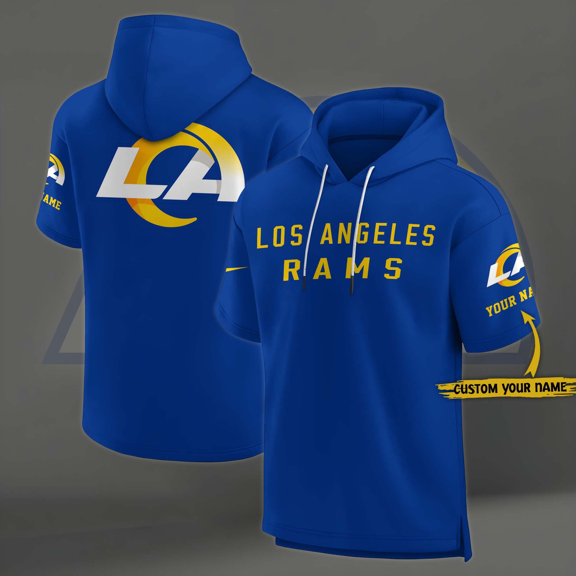 Los Angeles Rams Elements Future Ground Lettering Short Sleeve Pullover Hoodie Custom Name, Gifts For Football Lovers EHIVM 03121220