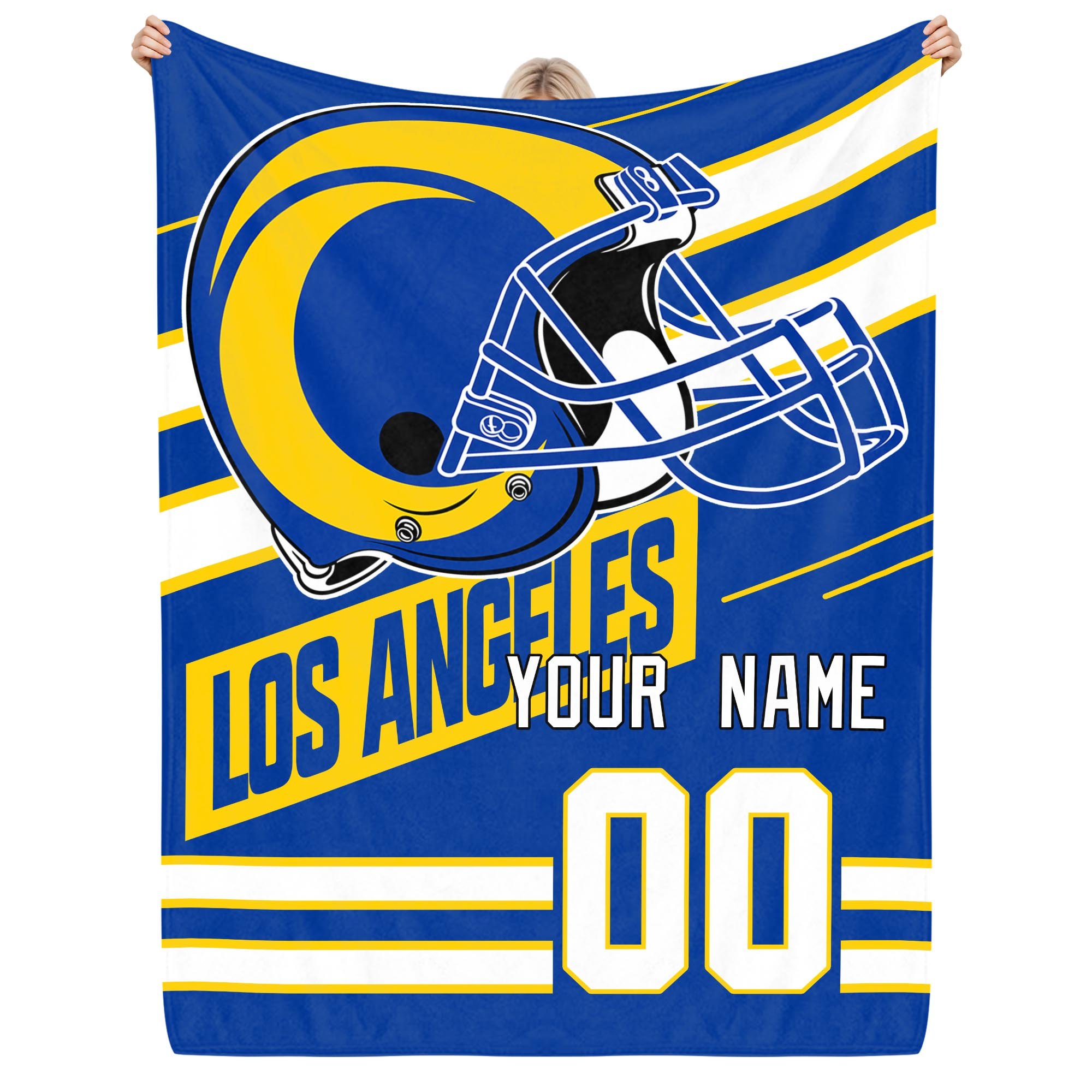 Los Angeles Rams Fleece Blanket Custom Name And Number, Sport Blanket For Fans