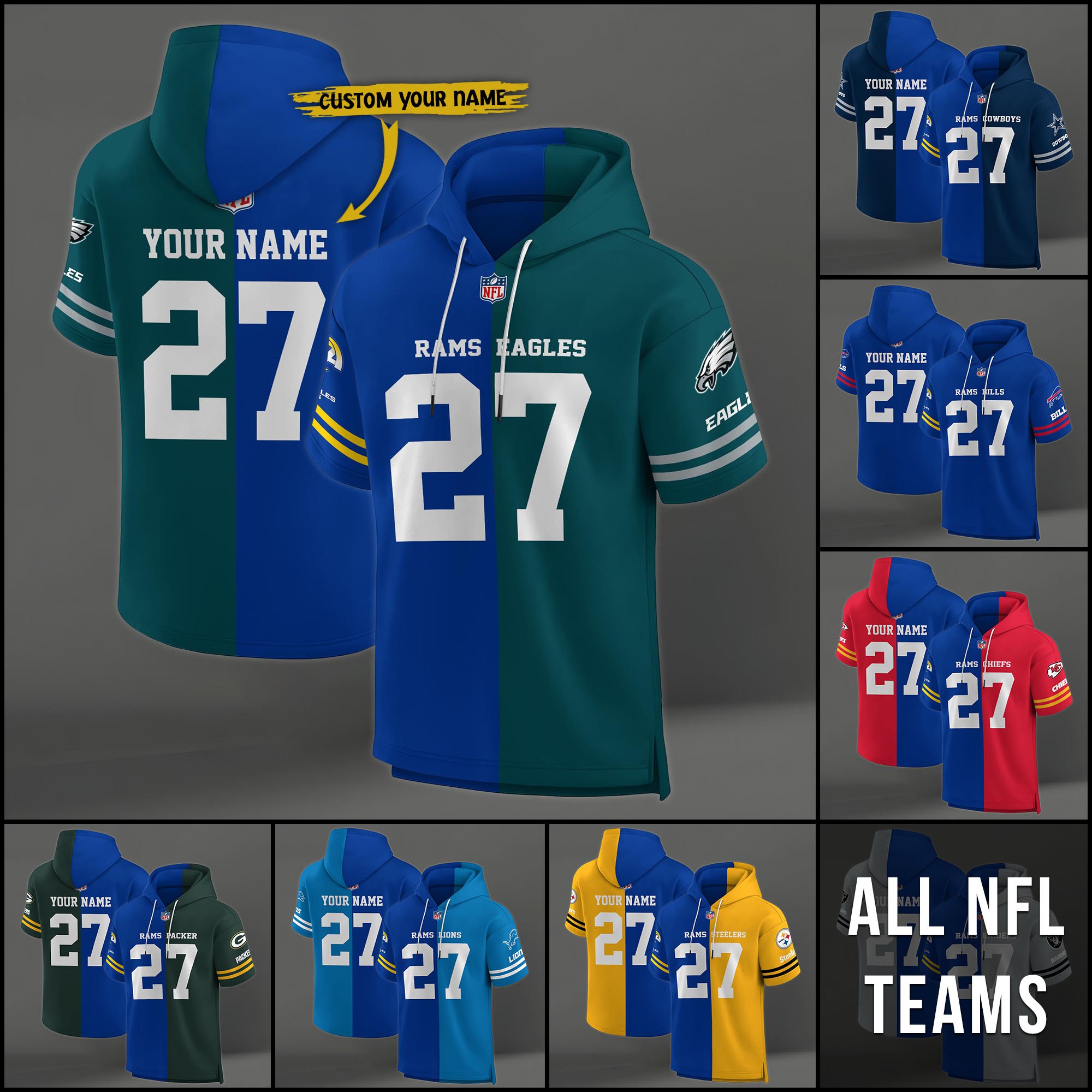 Los Angeles Rams House Divided Hoodie Custom Name, Number And Team, Hoodie For Football Fans