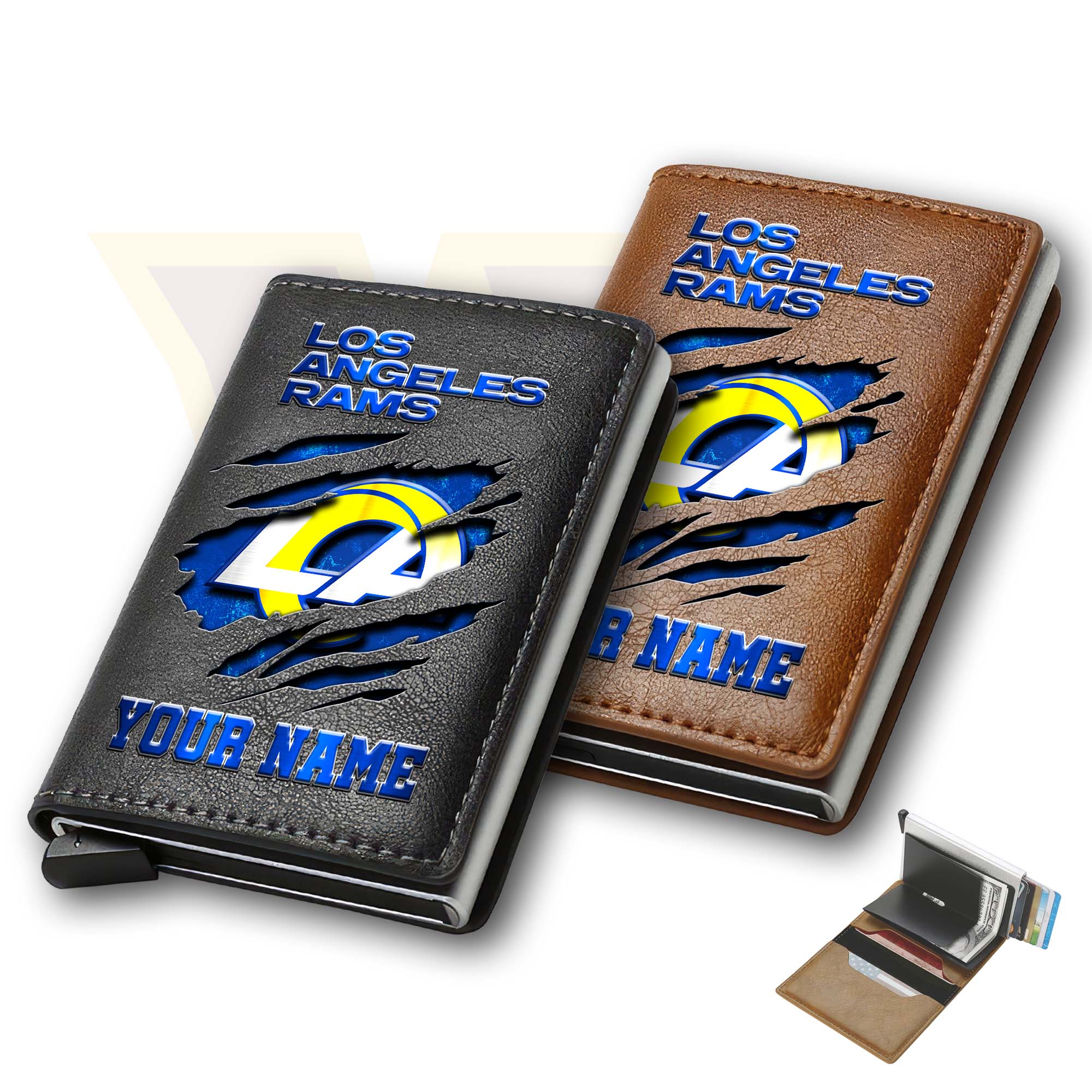 Los Angeles Rams Men Wallet Custom Your Name, Football Team Men Wallet For Fans, Gifts For Football Lovers