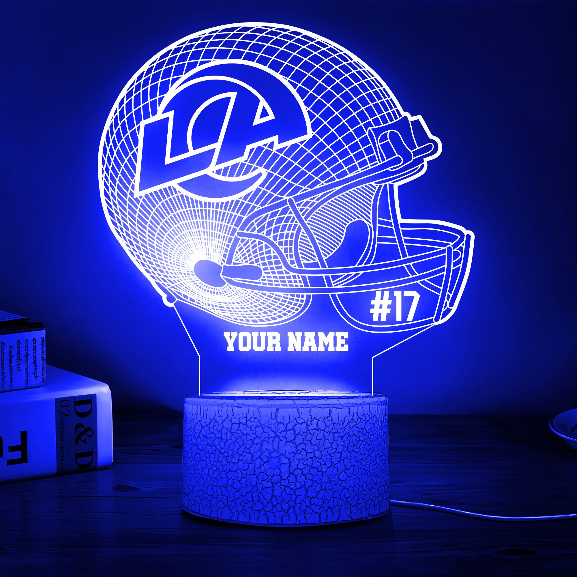 Los Angeles Rams Team 3D Led Lamp Custom Name And Year, Sport Lamp, Home Decor 