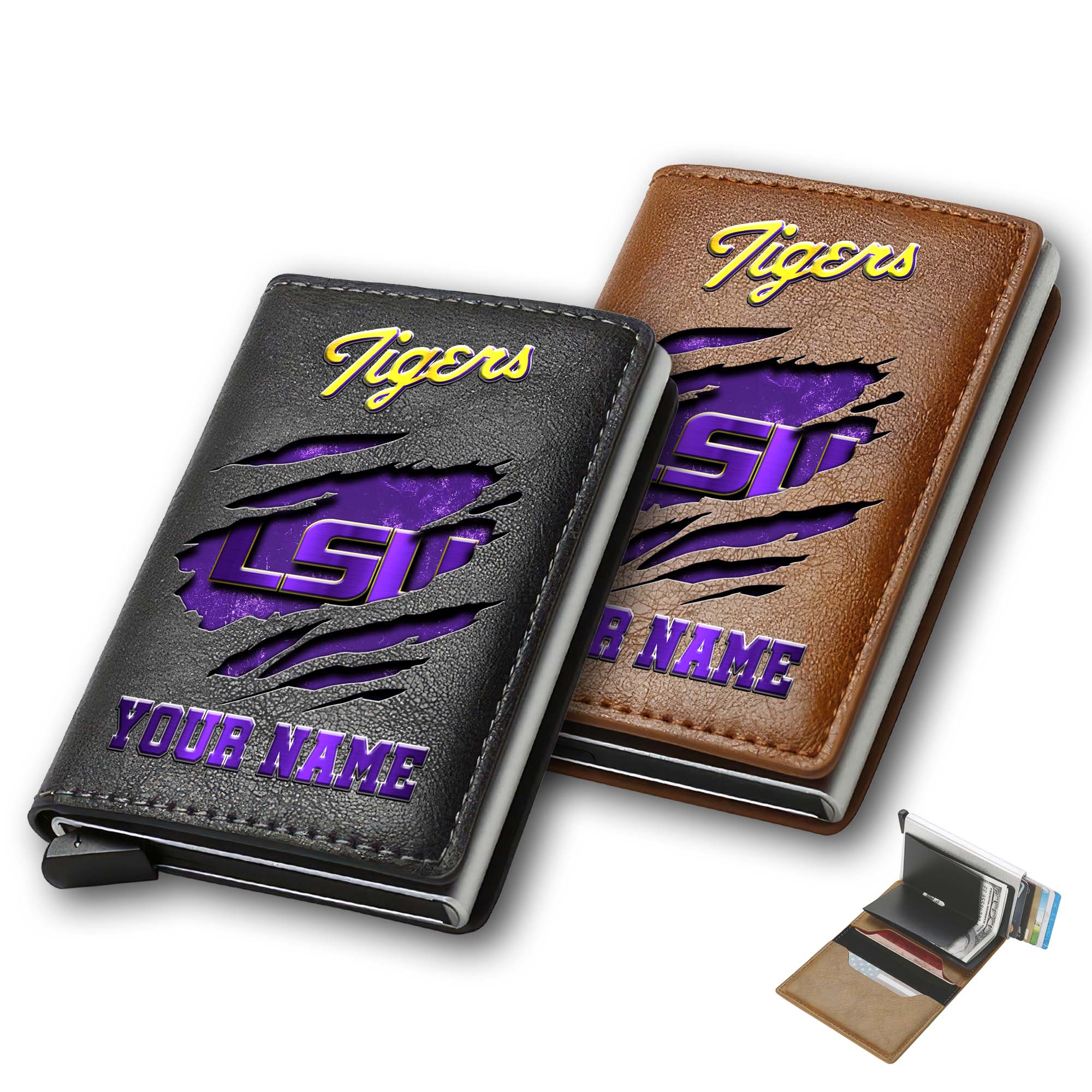 LSU TIGERS Men Wallet Custom Your Name, Football Team Men Wallet For Fans, Gifts For Football Lovers