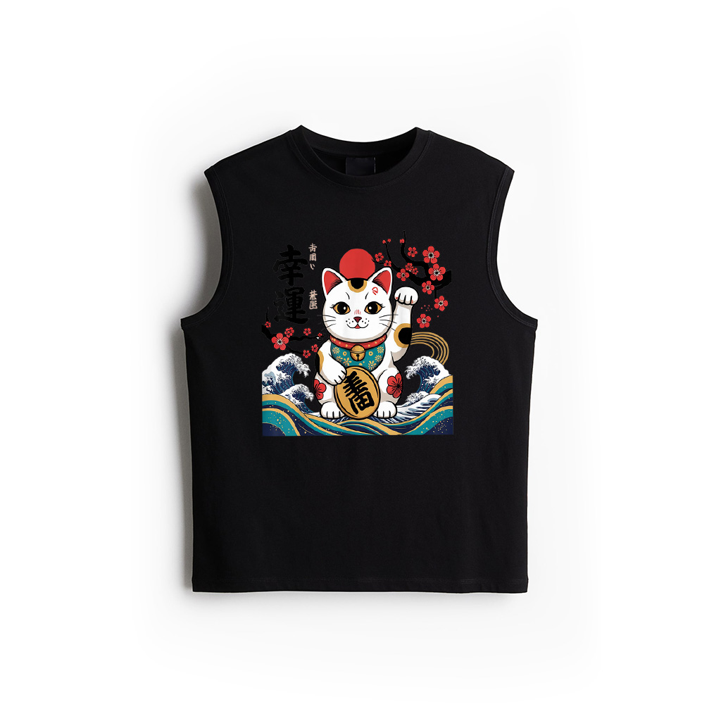 Lucky Maneki Neko Japanese Fortune Cat Art Tank Top