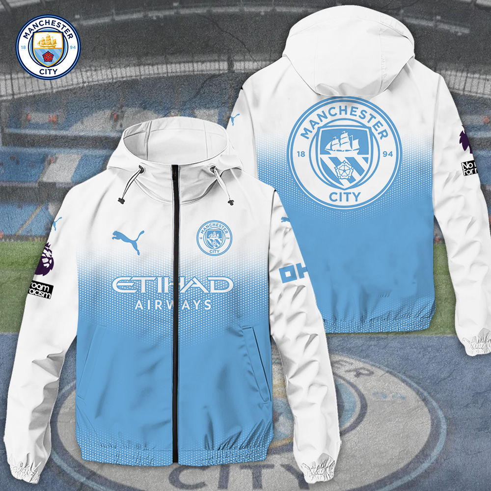Manchester City EPL Style Windbreaker Jacket For Fans