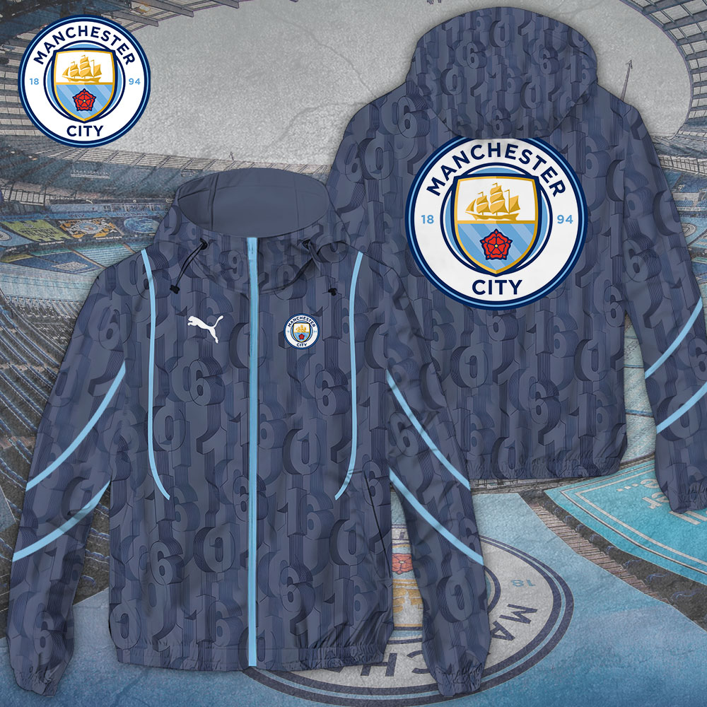 Manchester City EPL Style Windbreaker Jacket For Fans