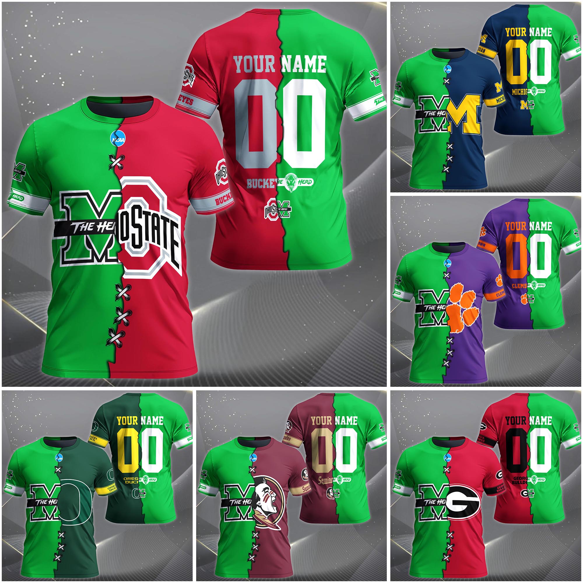Marshall Thundering Herd House Divided T-Shirt Custom Name 2025 Version, Year And Team, Sport Shirts For Fan