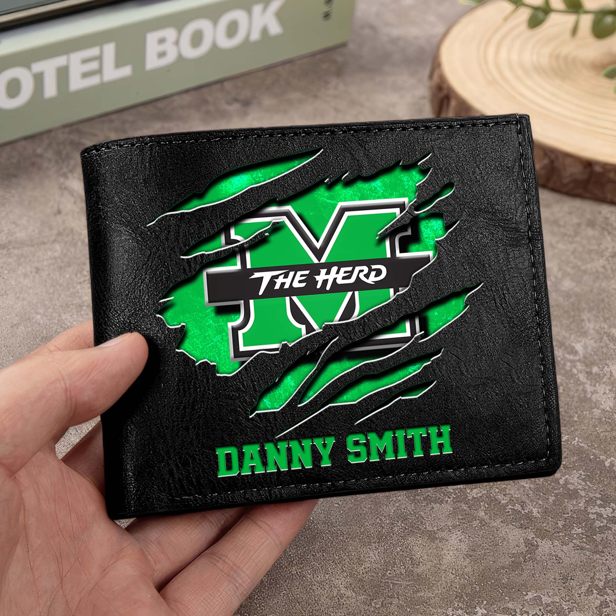 Marshall Thundering Herd Men Wallet Custom Your Name, Football Team Men Wallet For Fans, Gifts For Football Lovers