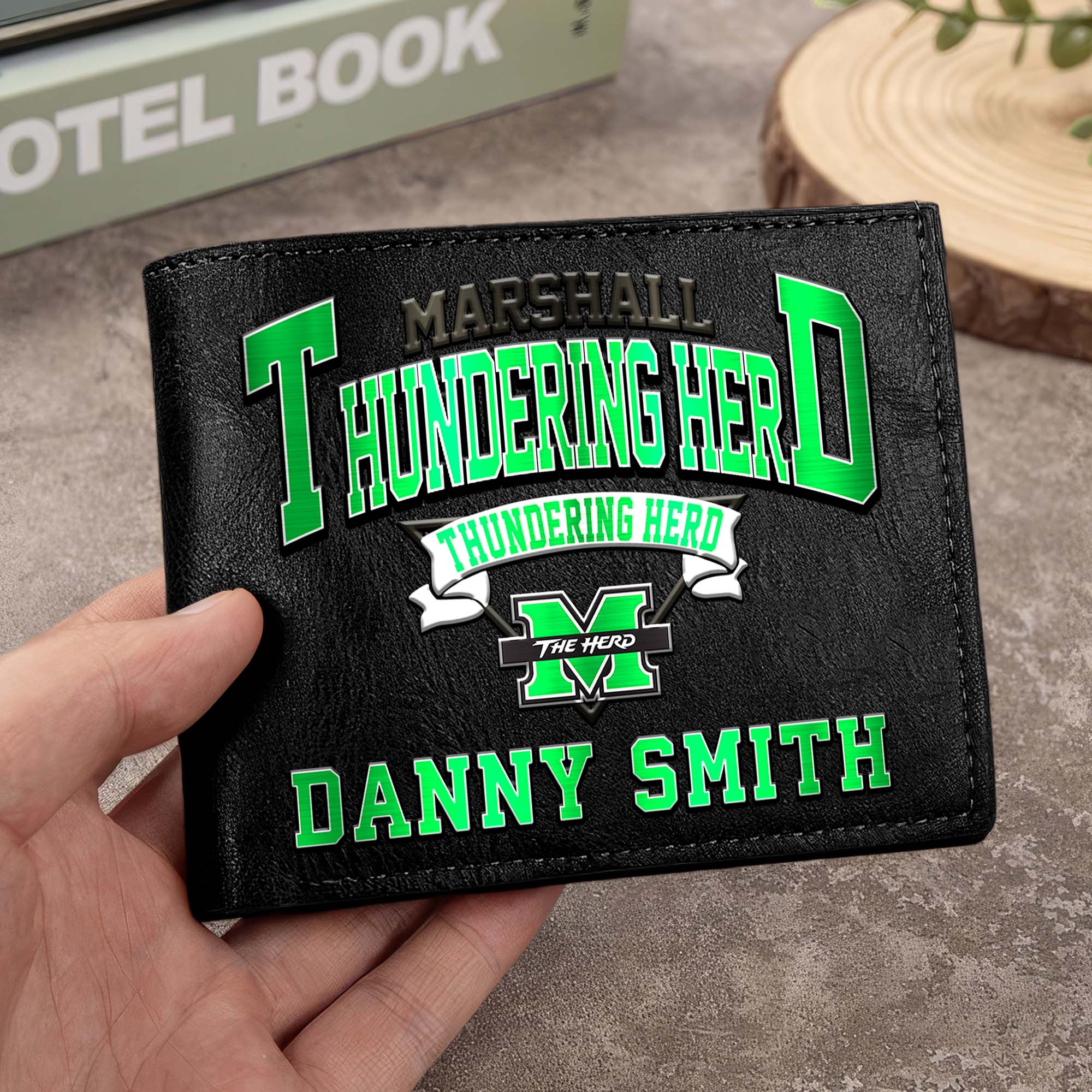 Marshall Thundering Herd Men Wallet Custom Your Name, Football Team Men Wallet For Fans, Gifts For Football Lovers