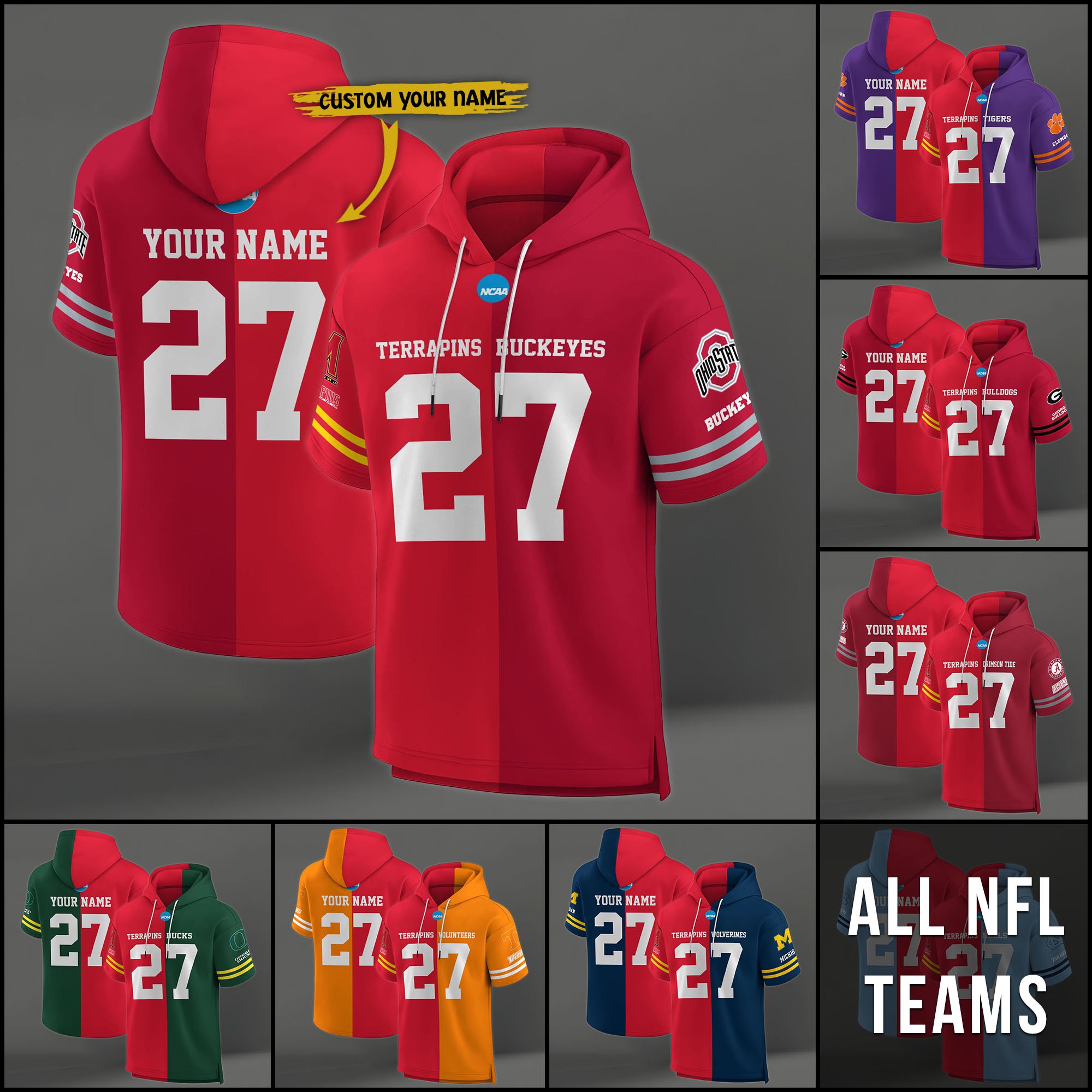 Maryland Terrapins House Divided Hoodie Custom Name, Number And Team, Hoodie For Football Fans